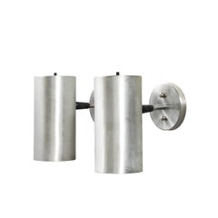 Apliques cilíndricos de aluminio cepillado modernistas de mediados de siglo by Lightolier