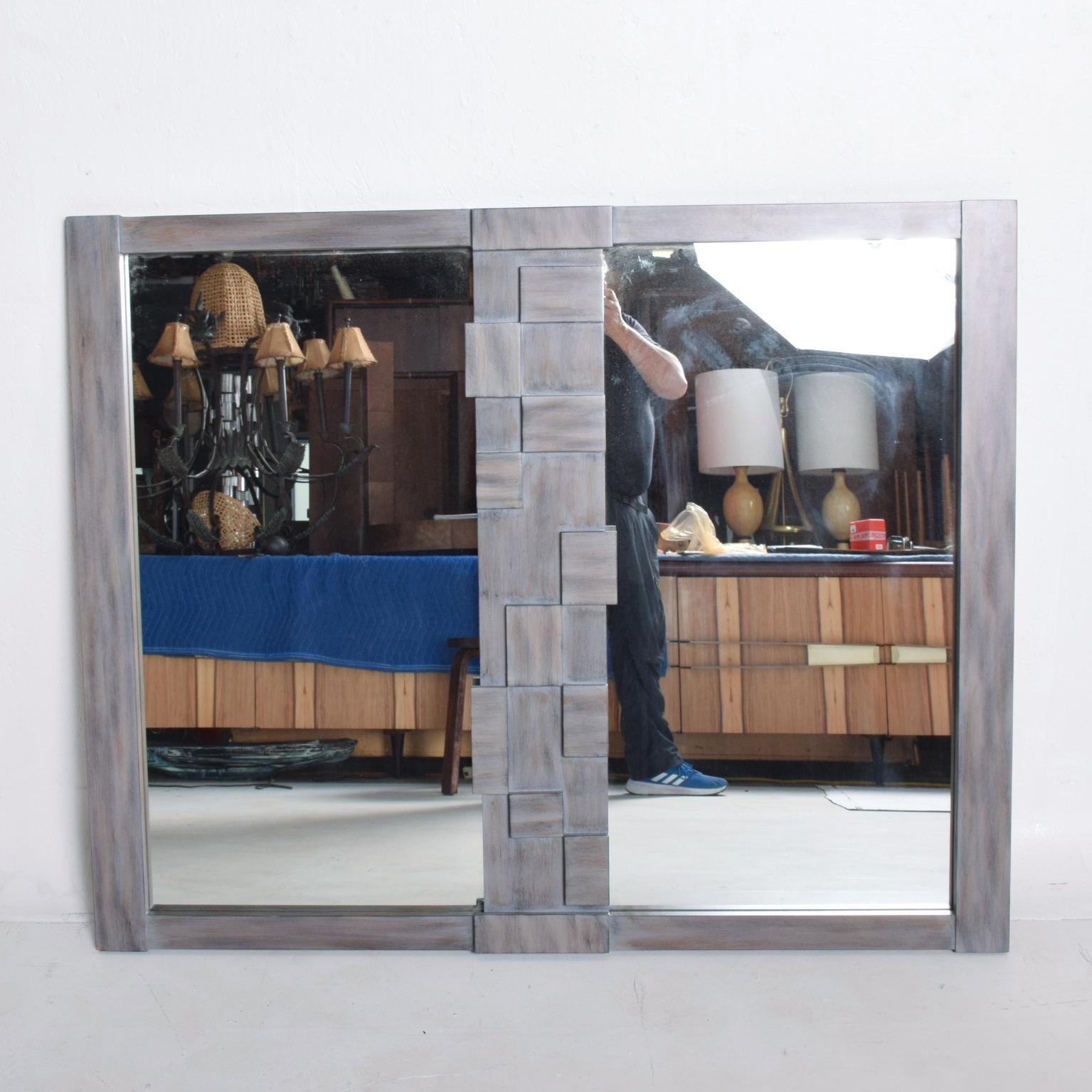 American Mid-Century Modernist Brutalist Walnut Mirror by Lane