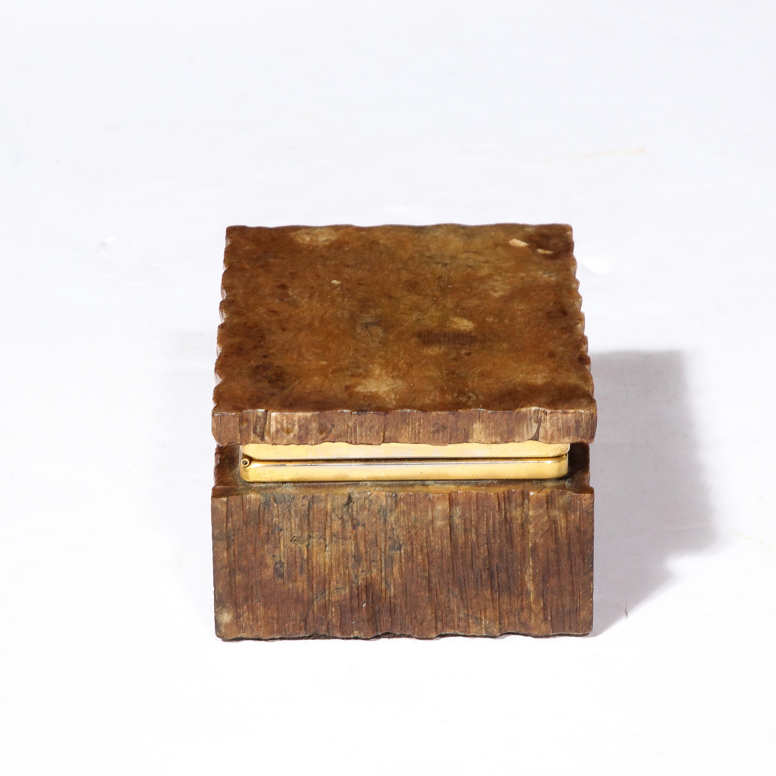 Mid-20th Century Mid-Century Modernist Carved Alabaster Box with Brass Fittings by Romano Bianchi