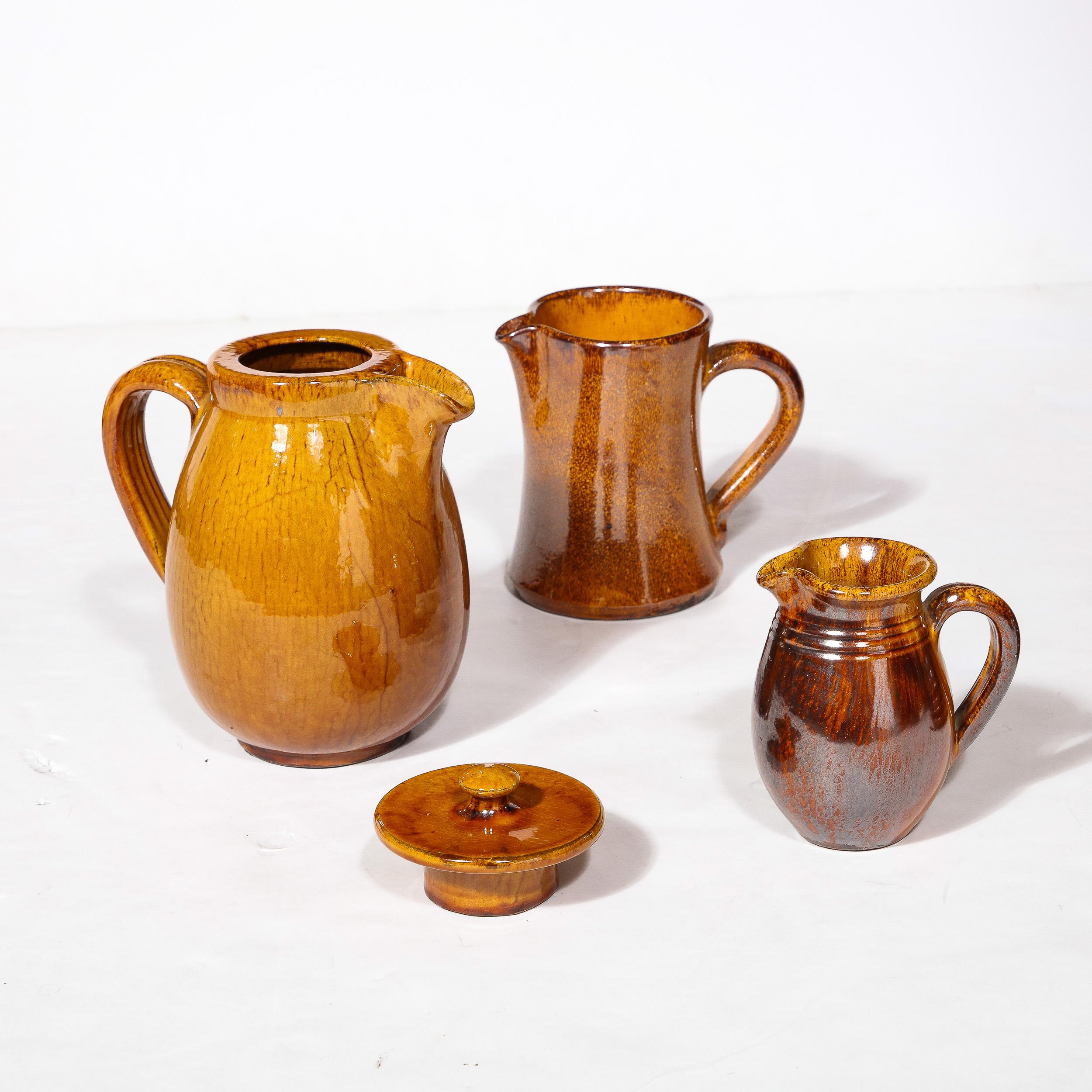 Mid-Century Modernist Ceramic Serveware Set in Deep Yellow Ocre by Vieux Biot  For Sale 7