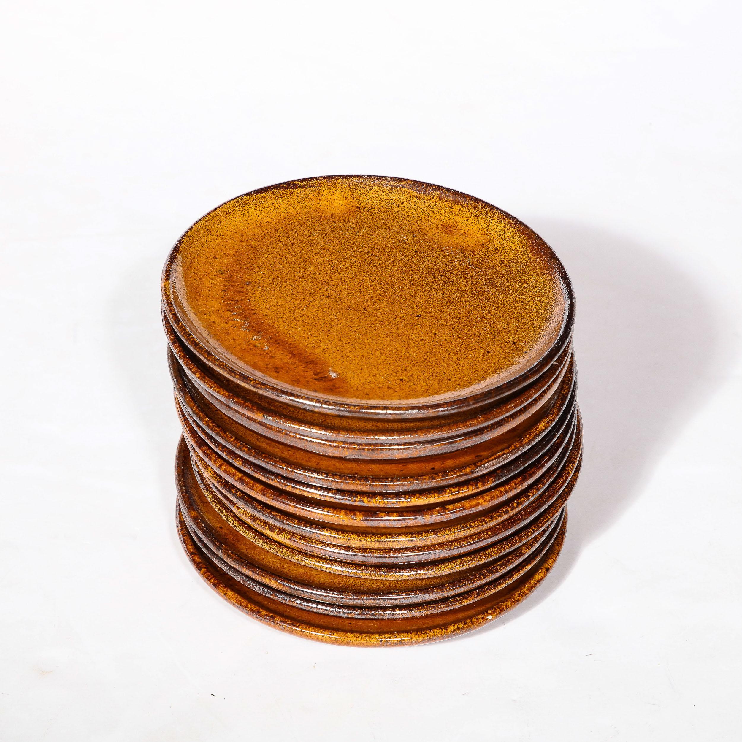 Mid-20th Century Mid-Century Modernist Ceramic Serveware Set in Deep Yellow Ocre by Vieux Biot  For Sale