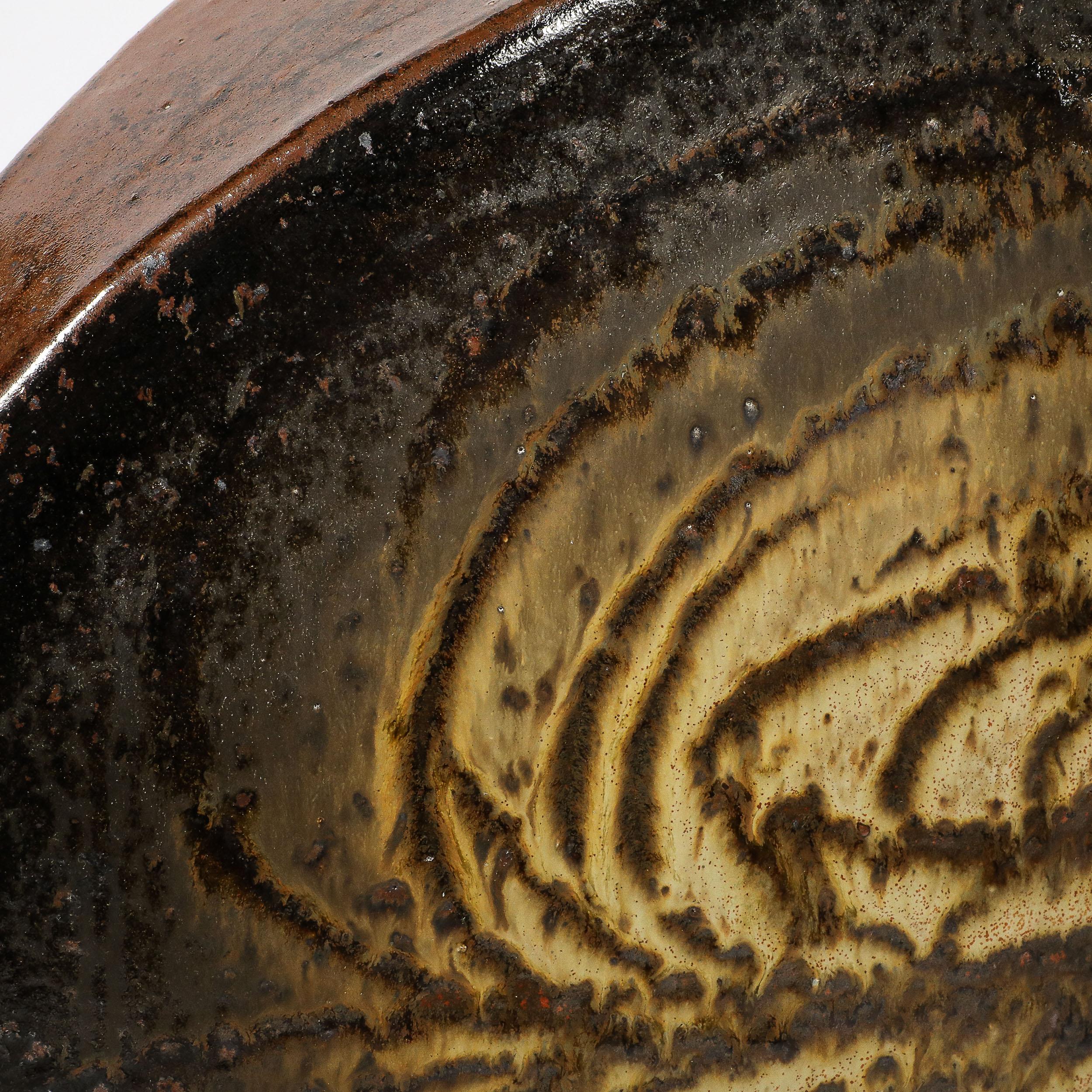 Mid-Century Modernist Ceramic Striated Burnt Umber Vase by Aleph Hammer For Sale 8