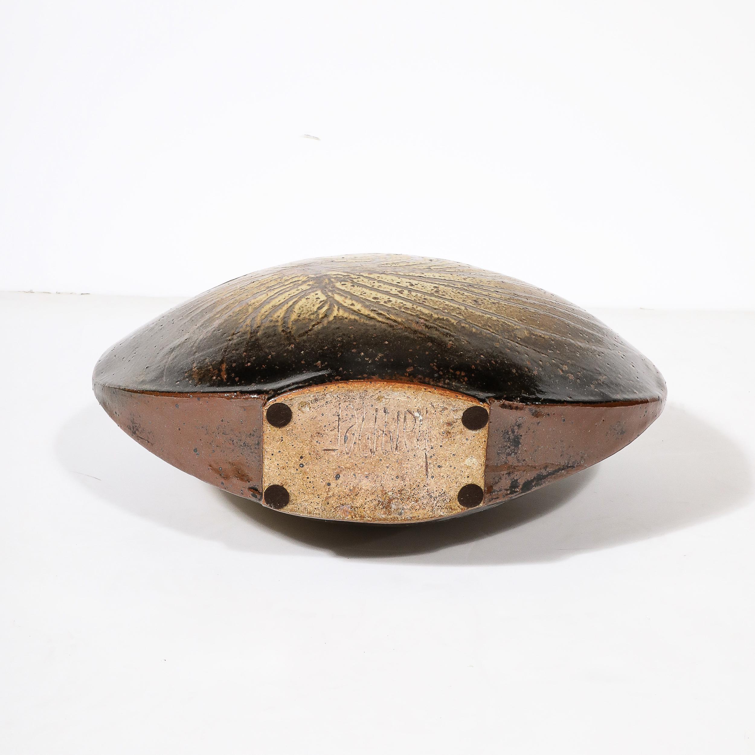 Mid-Century Modernist Ceramic Striated Burnt Umber Vase by Aleph Hammer For Sale 11