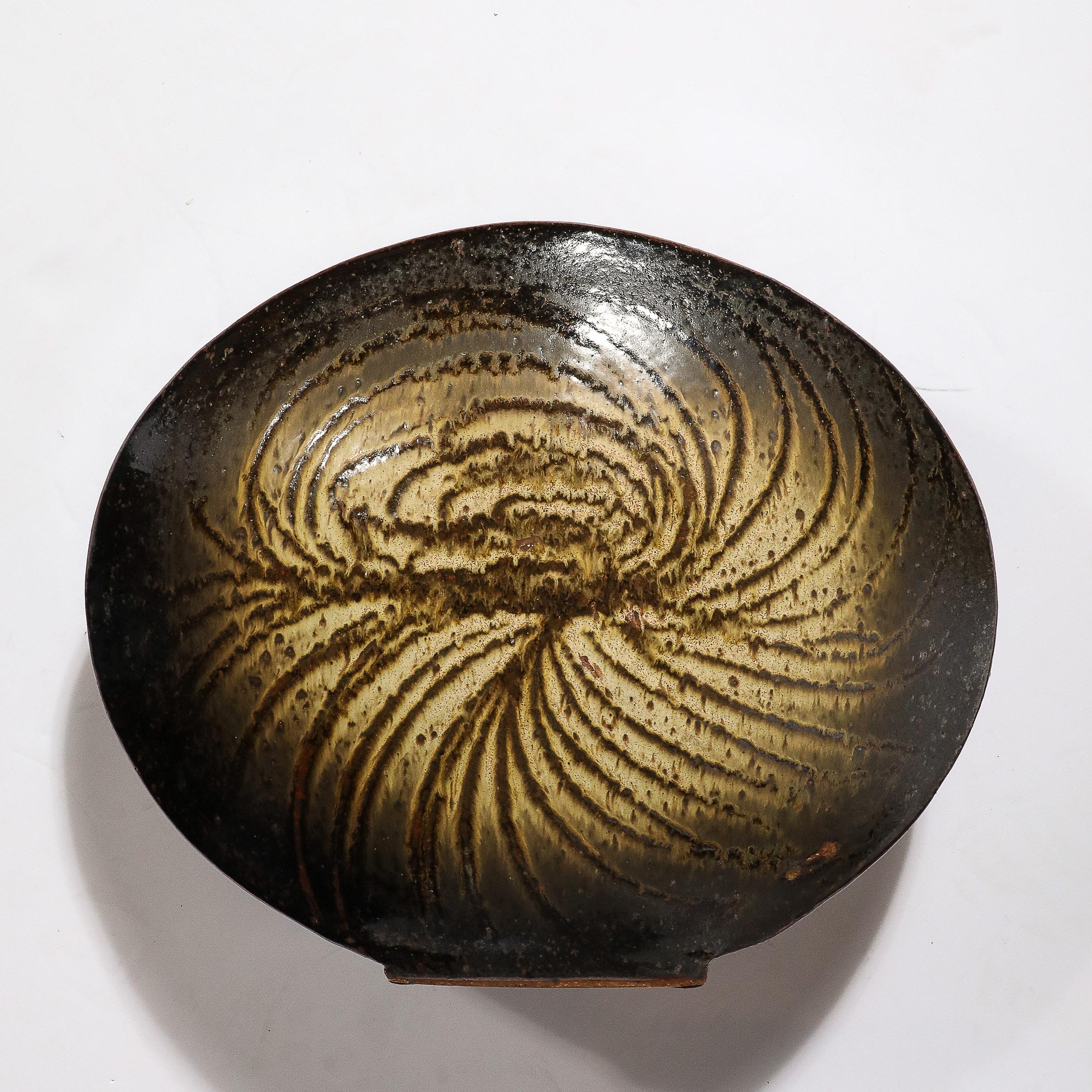 Mid-Century Modernist Ceramic Striated Burnt Umber Vase by Aleph Hammer For Sale 13