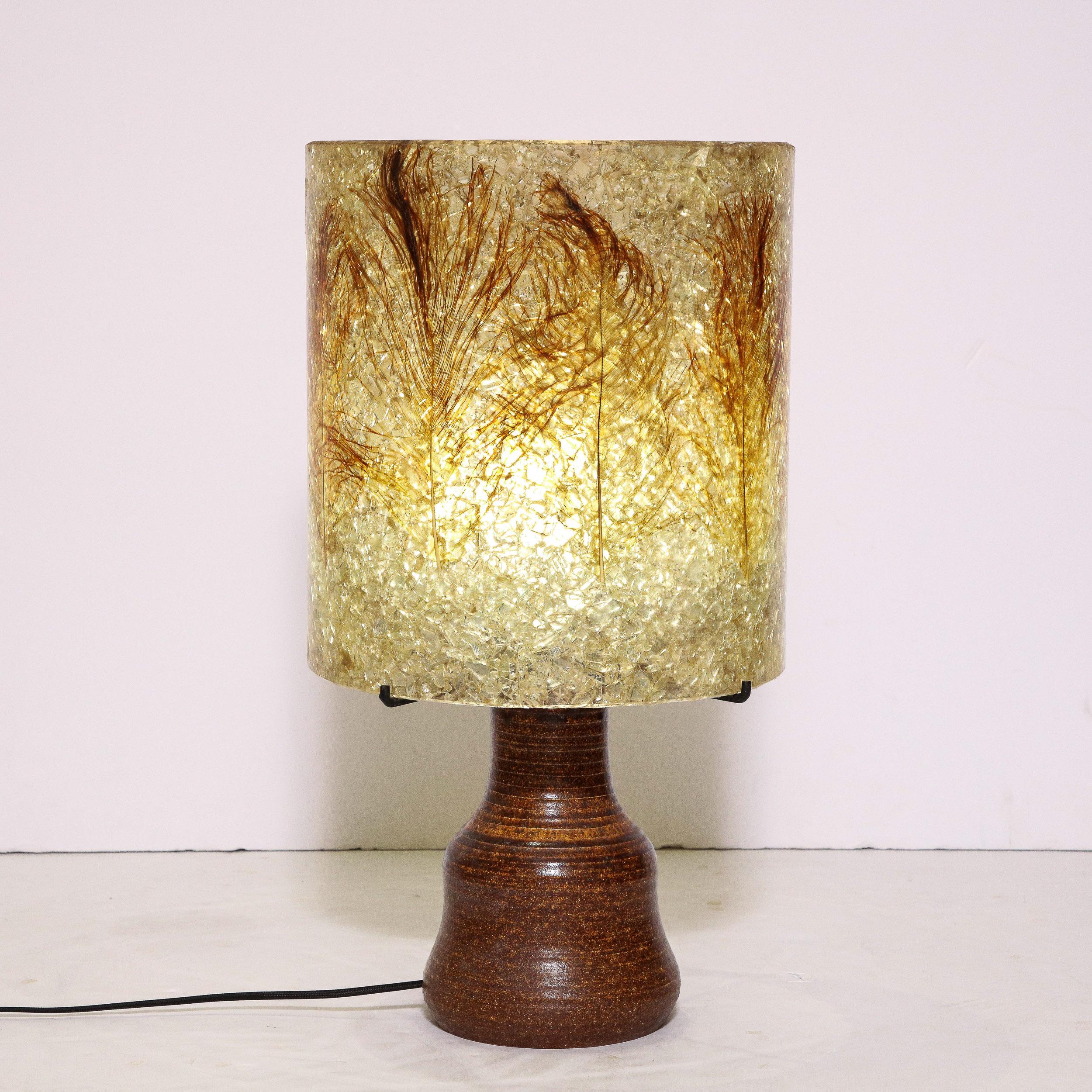 Mid-Century Modernist Ceramic Table Lamp in Red Iron Oxide with Resin Shade  For Sale 8