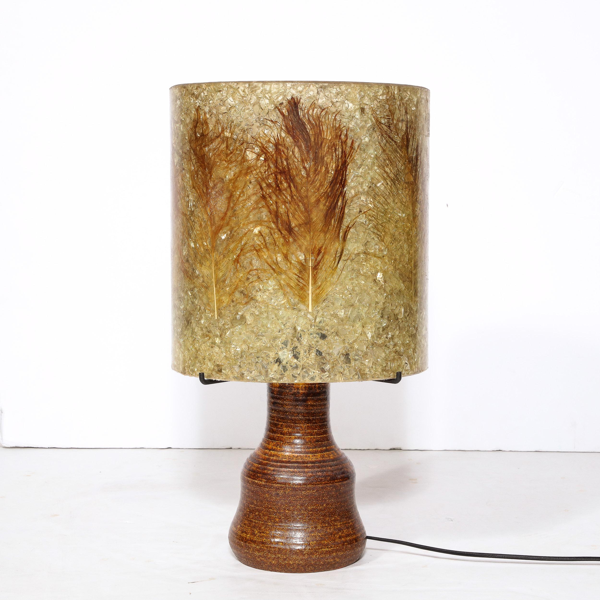Mid-Century Modernist Ceramic Table Lamp in Red Iron Oxide with Resin Shade  For Sale 2