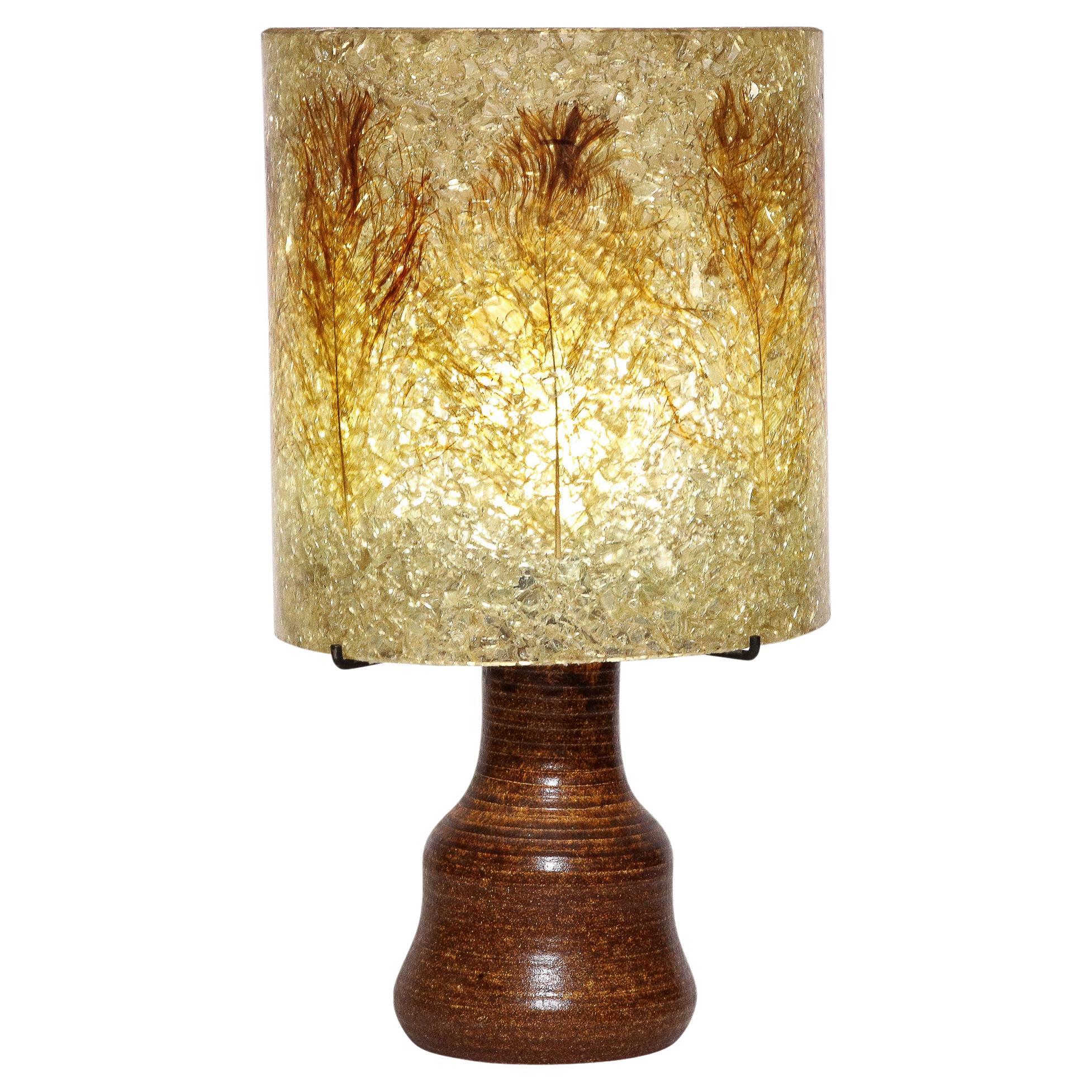 Mid-Century Modernist Ceramic Table Lamp in Red Iron Oxide with Resin Shade  For Sale