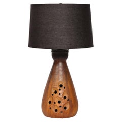 Mid-Century Modernist Ceramic Table Lamp in Slate and Red Iron Oxide Glaze