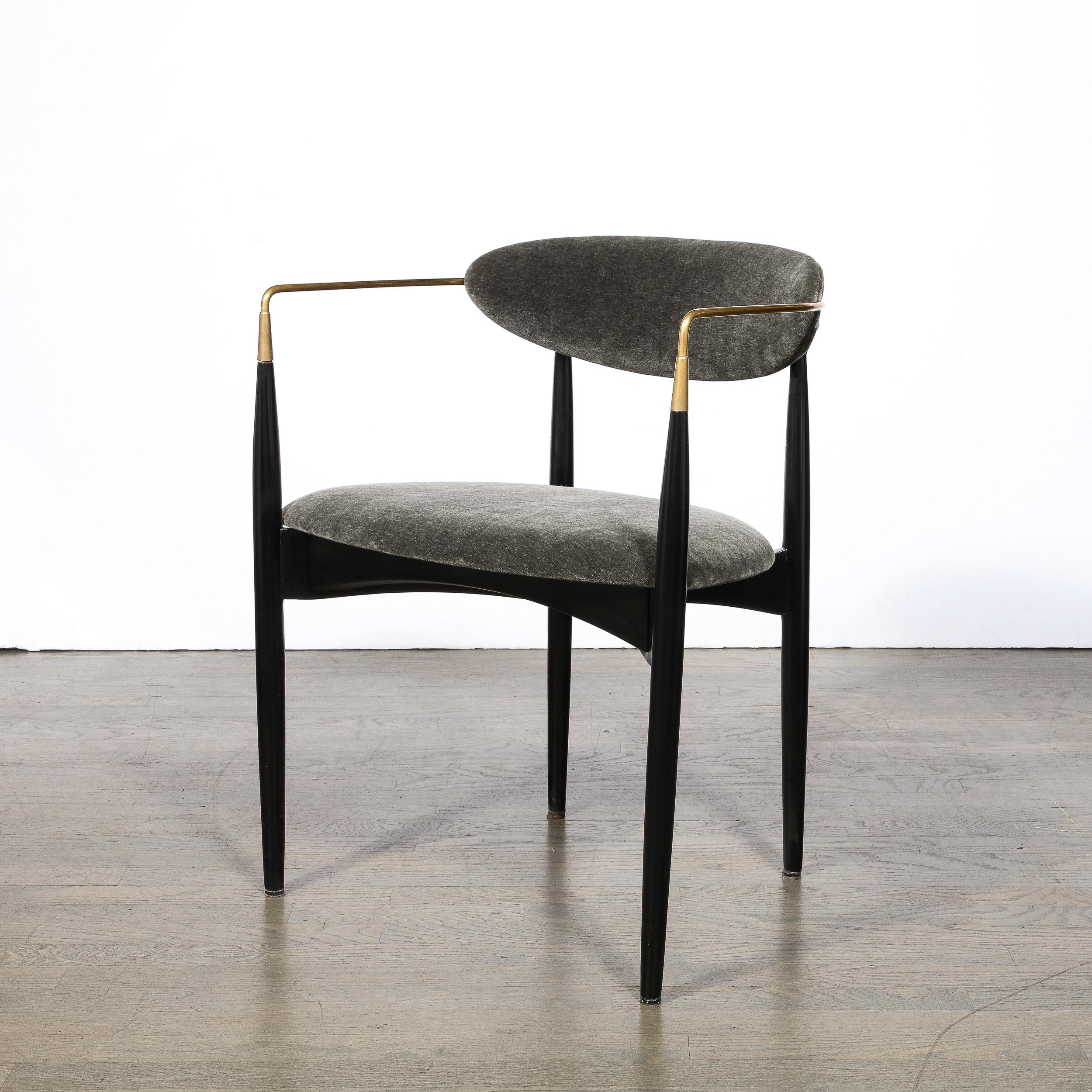 Danish Mid-Century Modernist Chair in Walnut with Brass Arms by Kofod-Larsen