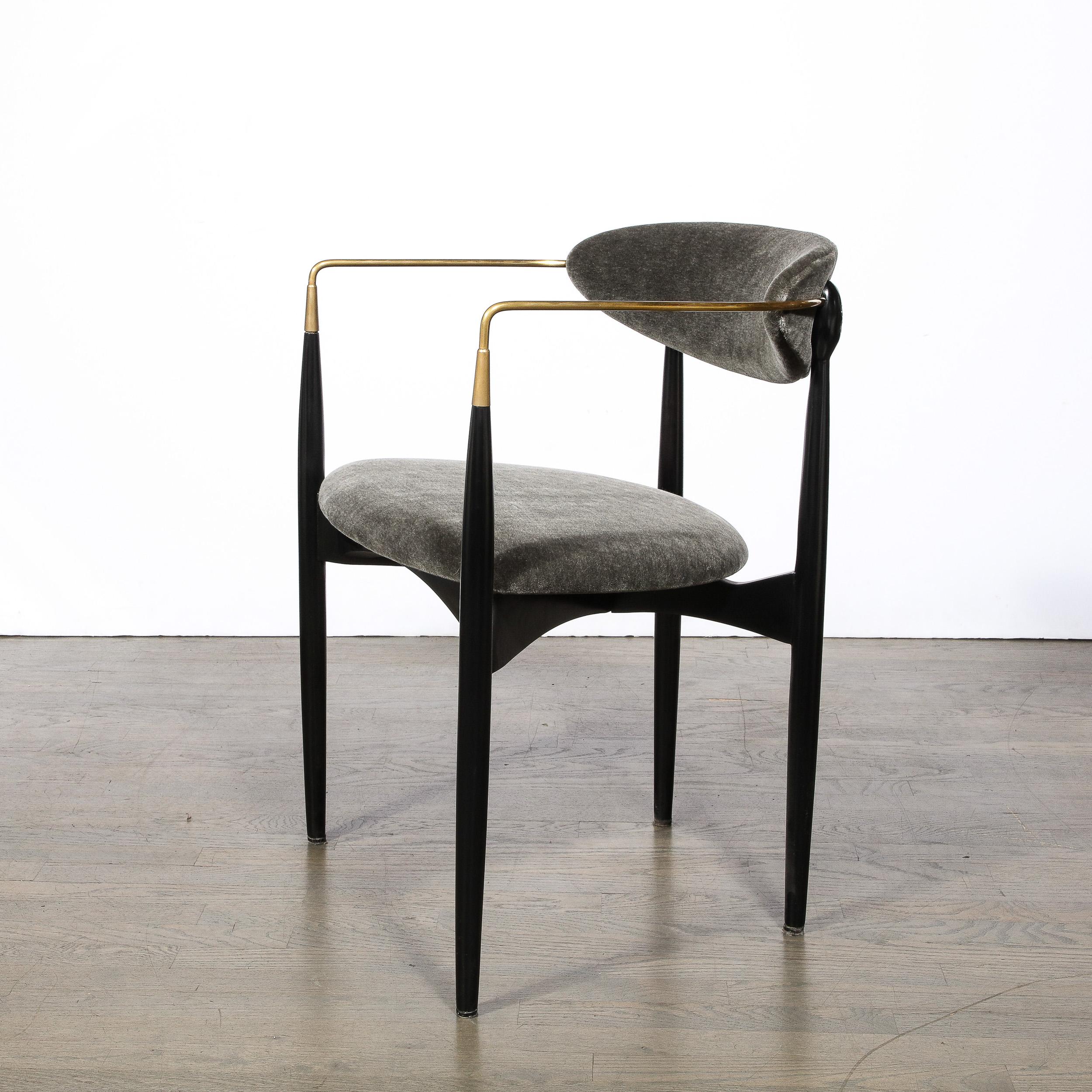 Mid-Century Modernist Chair in Walnut with Brass Arms by Kofod-Larsen In Excellent Condition In New York, NY