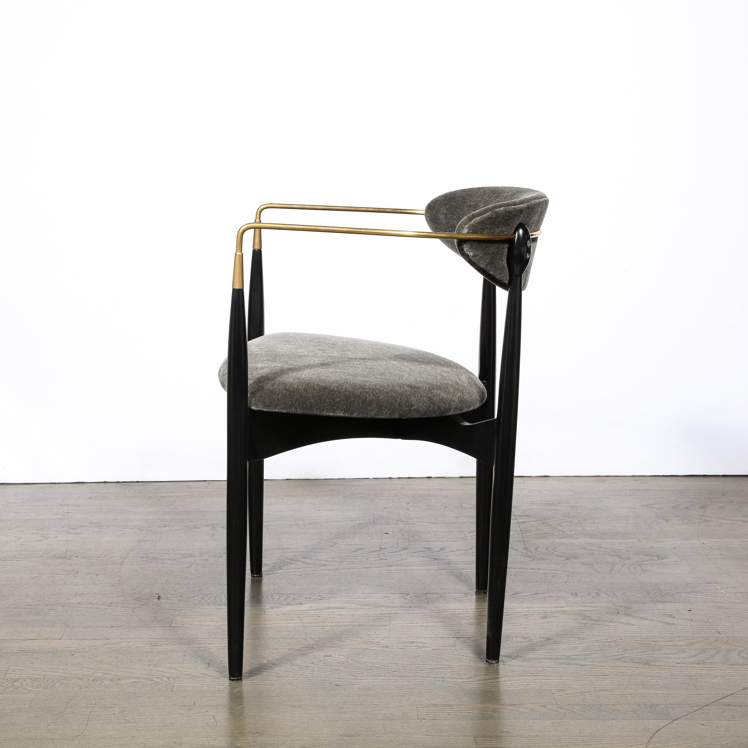 Mid-20th Century Mid-Century Modernist Chair in Walnut with Brass Arms by Kofod-Larsen