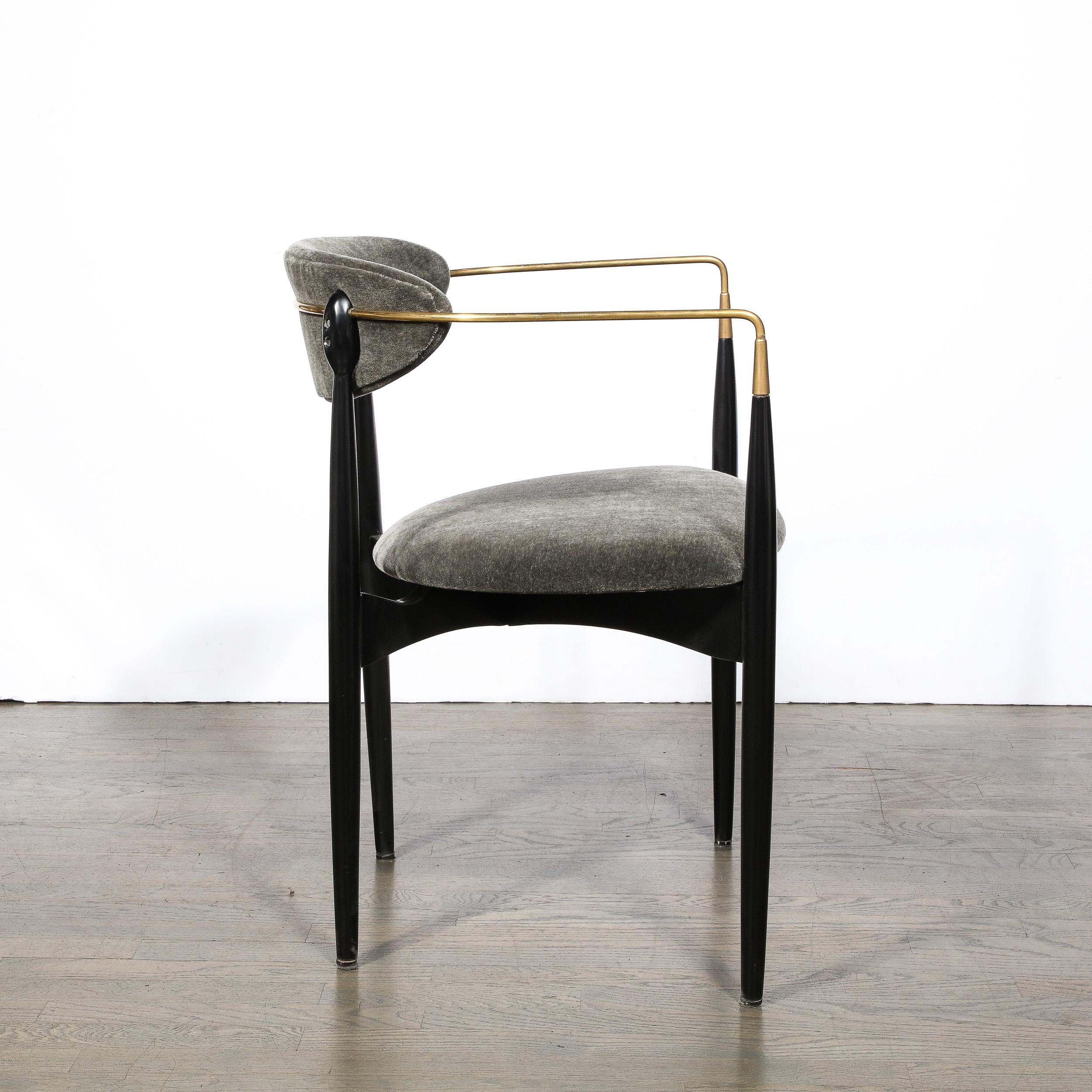 Mid-Century Modernist Chair in Walnut with Brass Arms by Kofod-Larsen 3