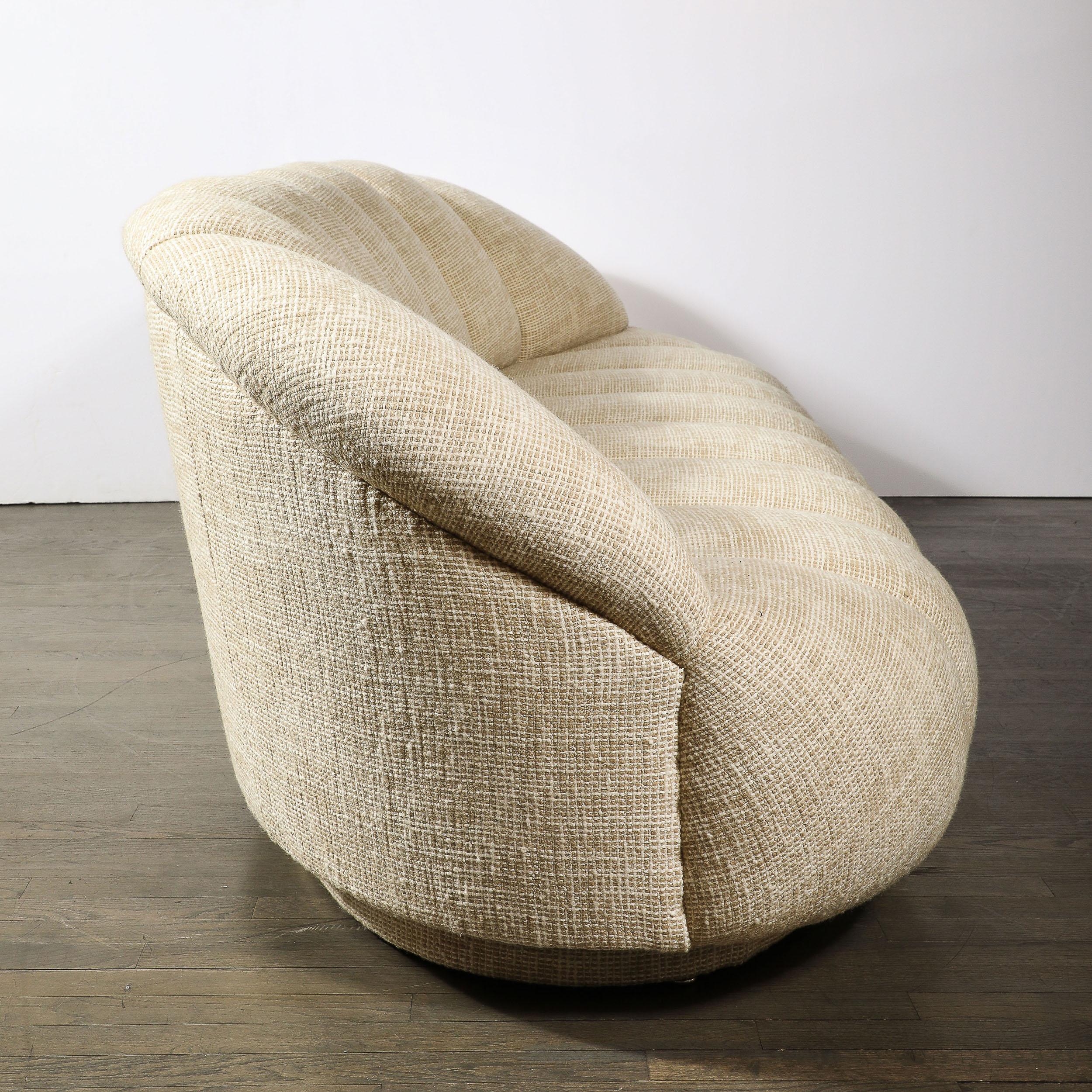 Mid-Century Modernist Channel Form Cloud Sofa in Holly Hunt Fabric by A Rudin For Sale 7