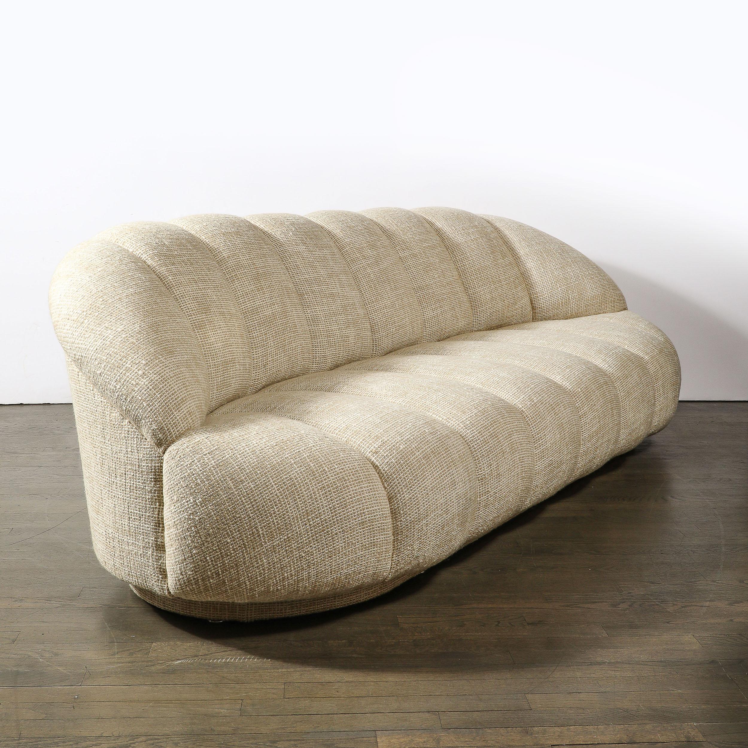Mid-Century Modernist Channel Form Cloud Sofa in Holly Hunt Fabric by A Rudin For Sale 8