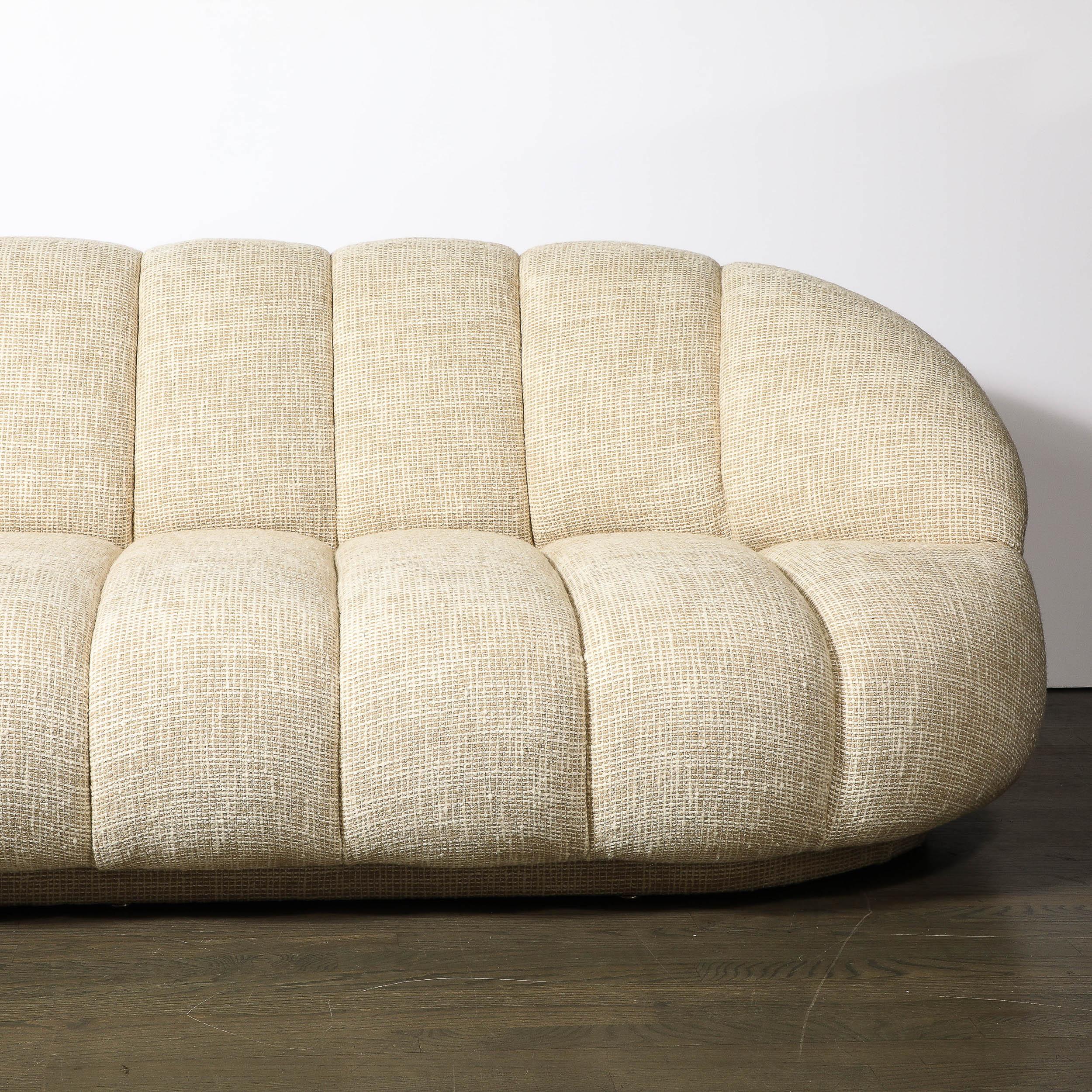 American Mid-Century Modernist Channel Form Cloud Sofa in Holly Hunt Fabric by A Rudin For Sale