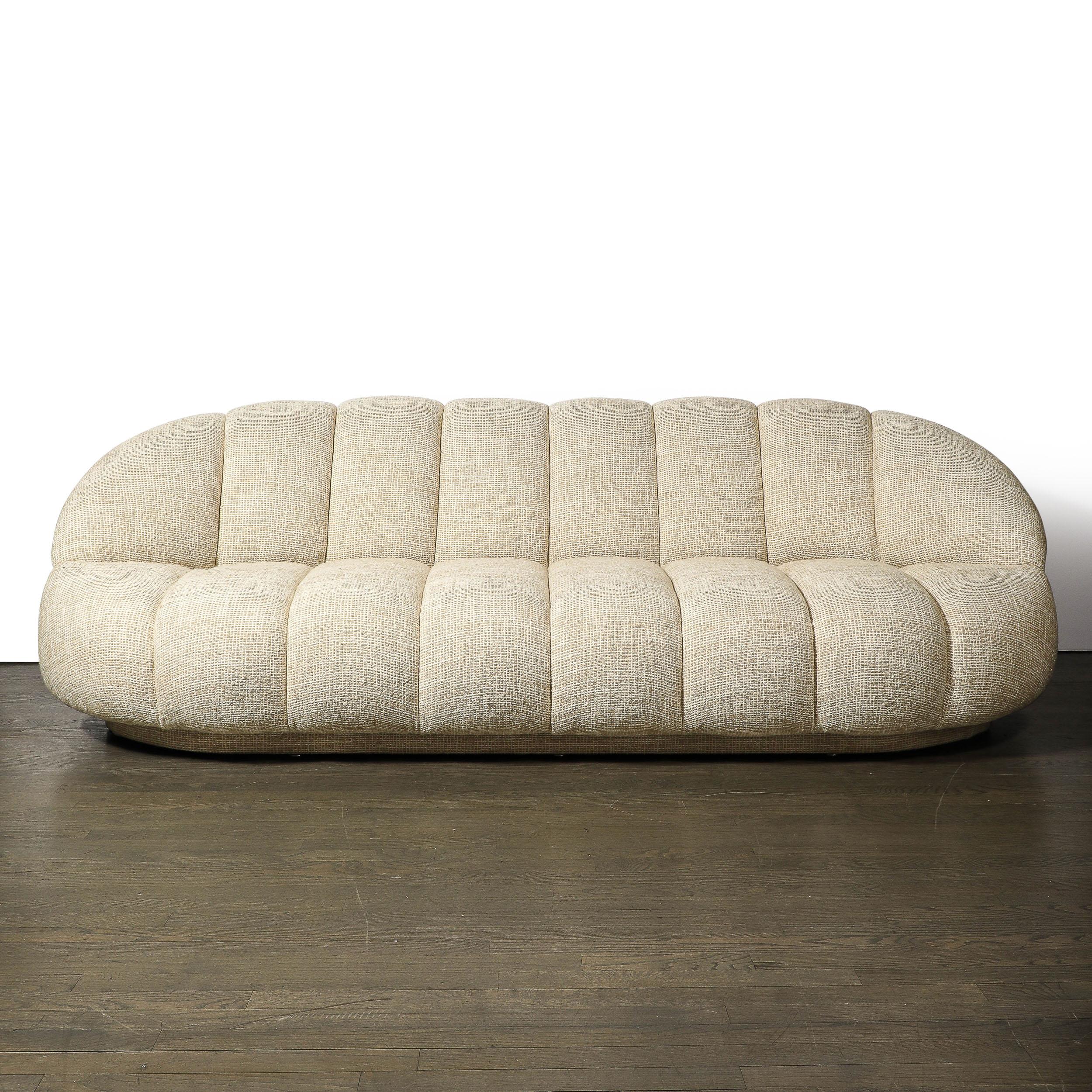 Mid-Century Modernist Channel Form Cloud Sofa in Holly Hunt Fabric by A Rudin In Excellent Condition For Sale In New York, NY