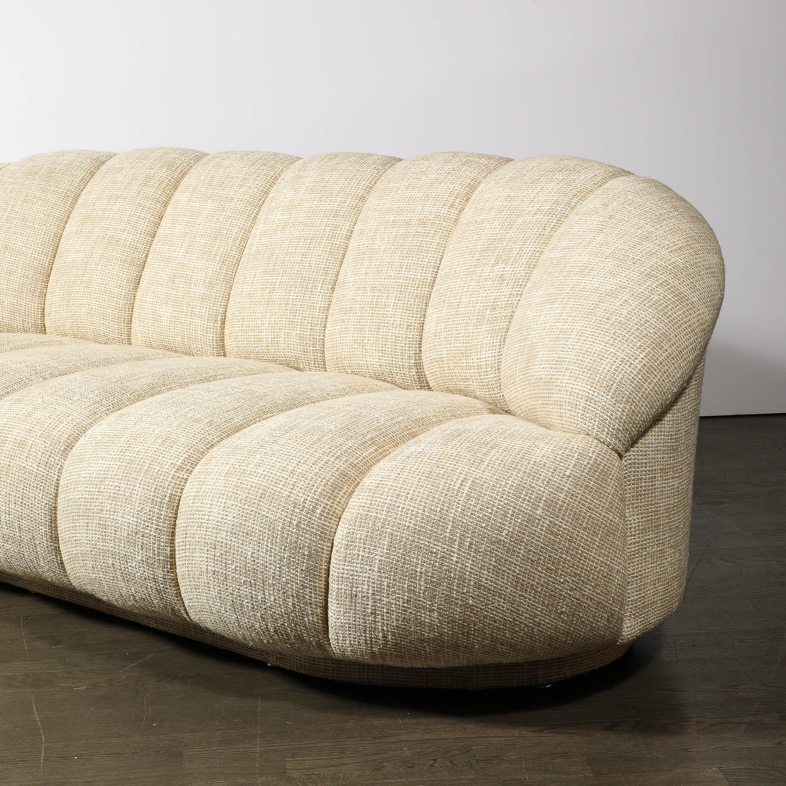 Mid-Century Modernist Channel Form Cloud Sofa in Holly Hunt Fabric by A Rudin For Sale 1