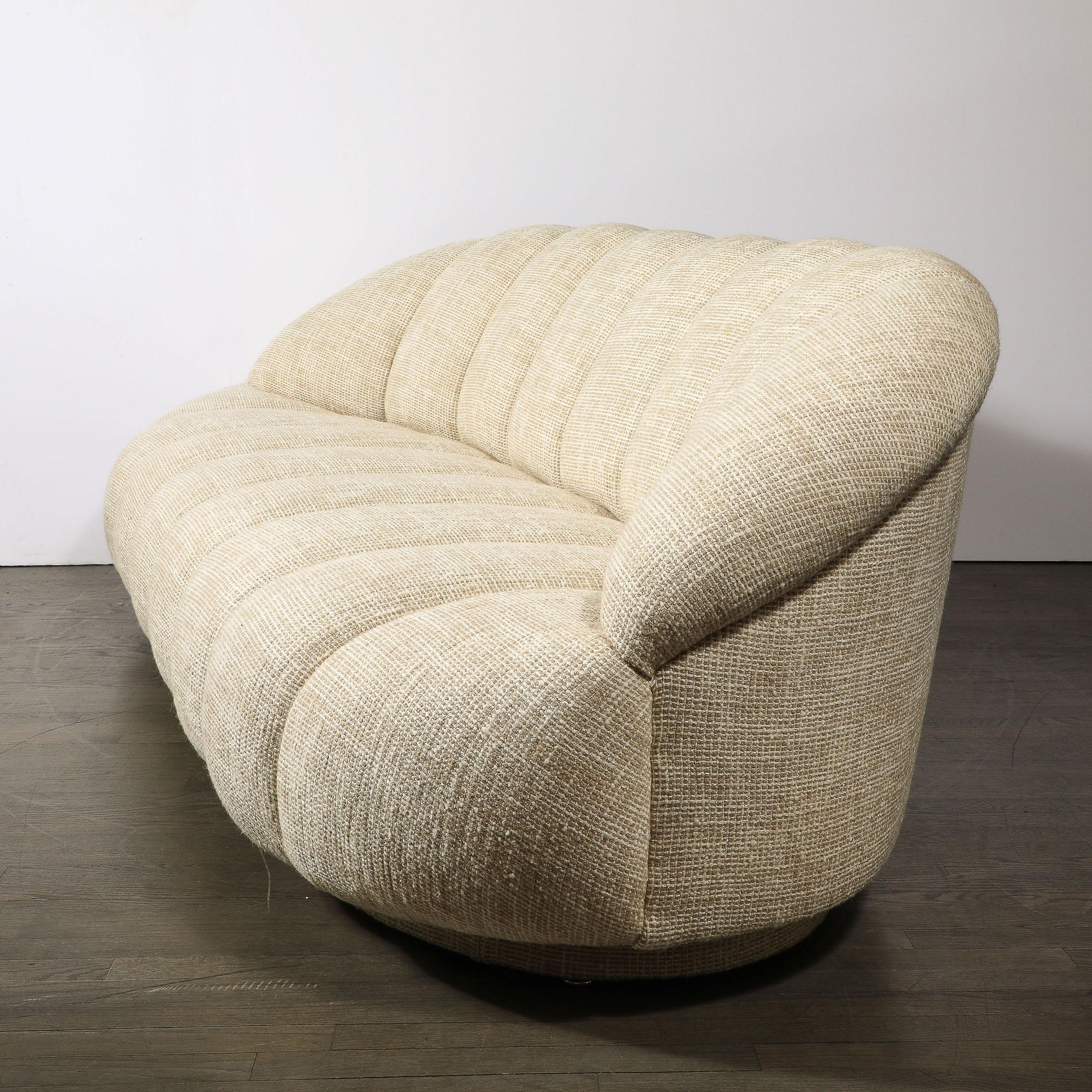 Mid-Century Modernist Channel Form Cloud Sofa in Holly Hunt Fabric by A Rudin For Sale 2
