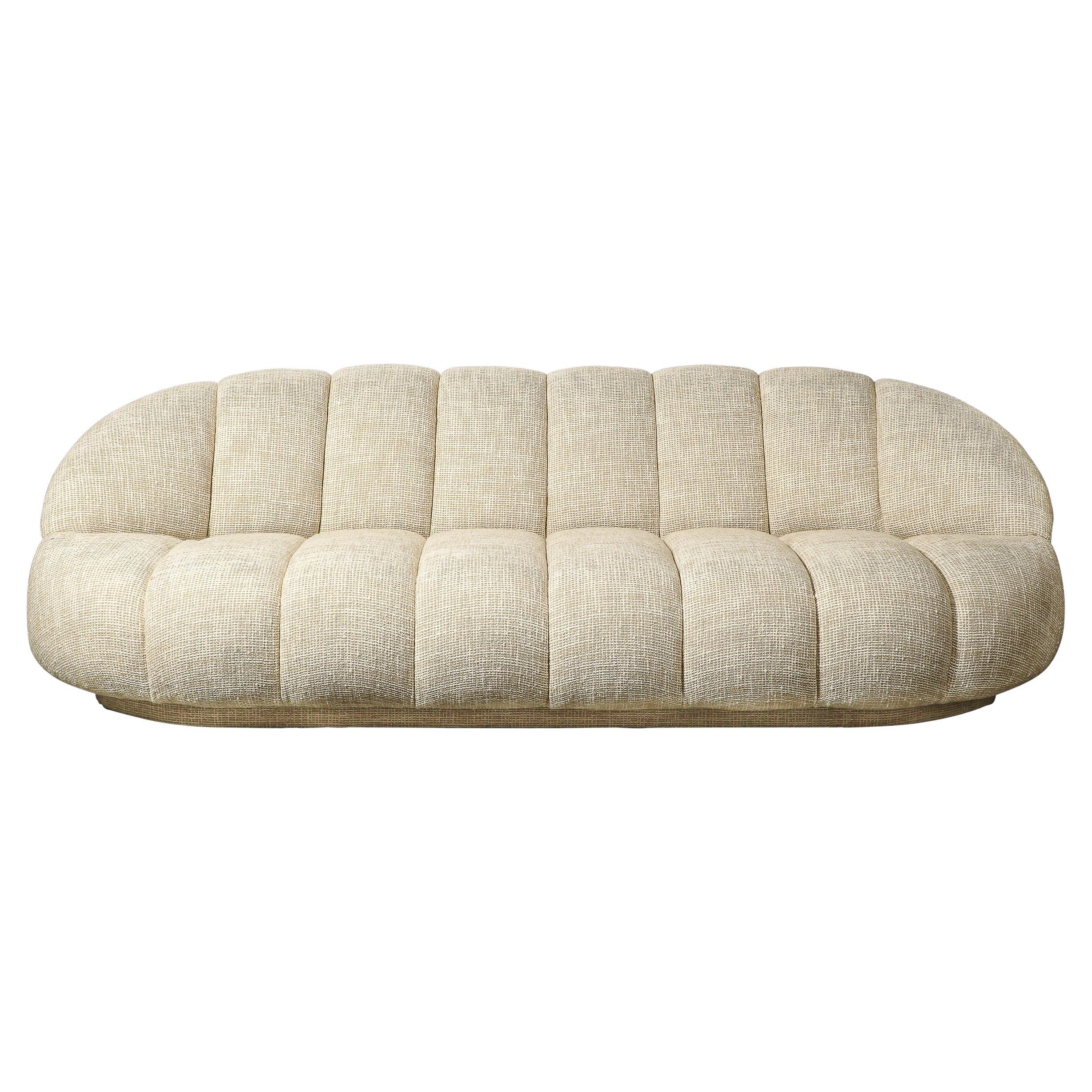 Mid-Century Modernist Channel Form Cloud Sofa in Holly Hunt Fabric by A Rudin For Sale
