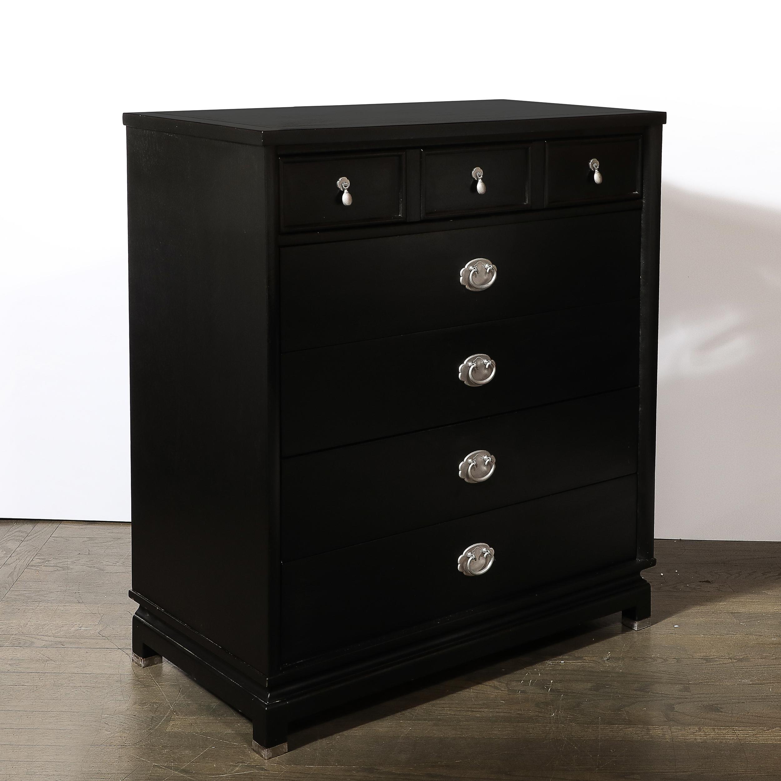 American Mid-Century Modernist Chest of Drawers in Ebonized Walnut  For Sale