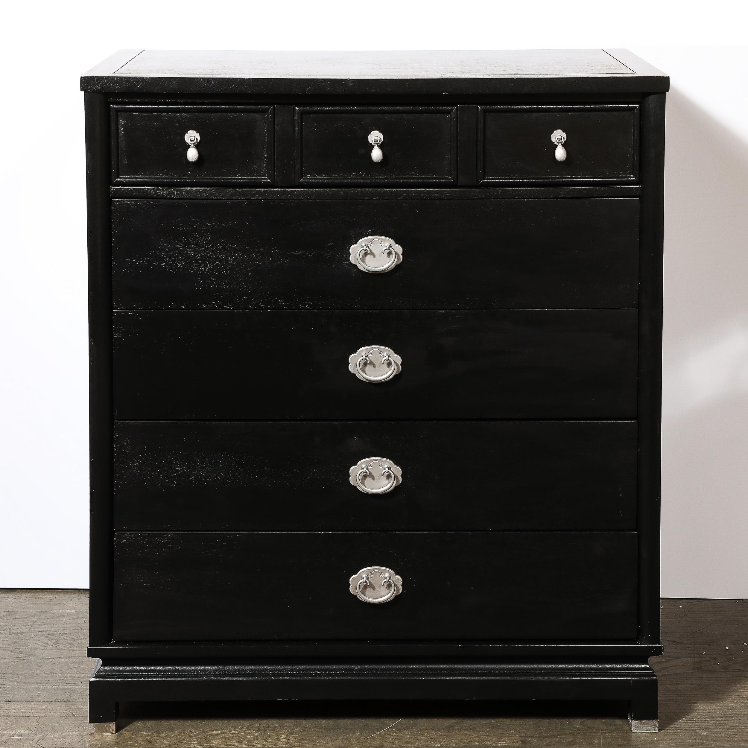 Mid-20th Century Mid-Century Modernist Chest of Drawers in Ebonized Walnut  For Sale