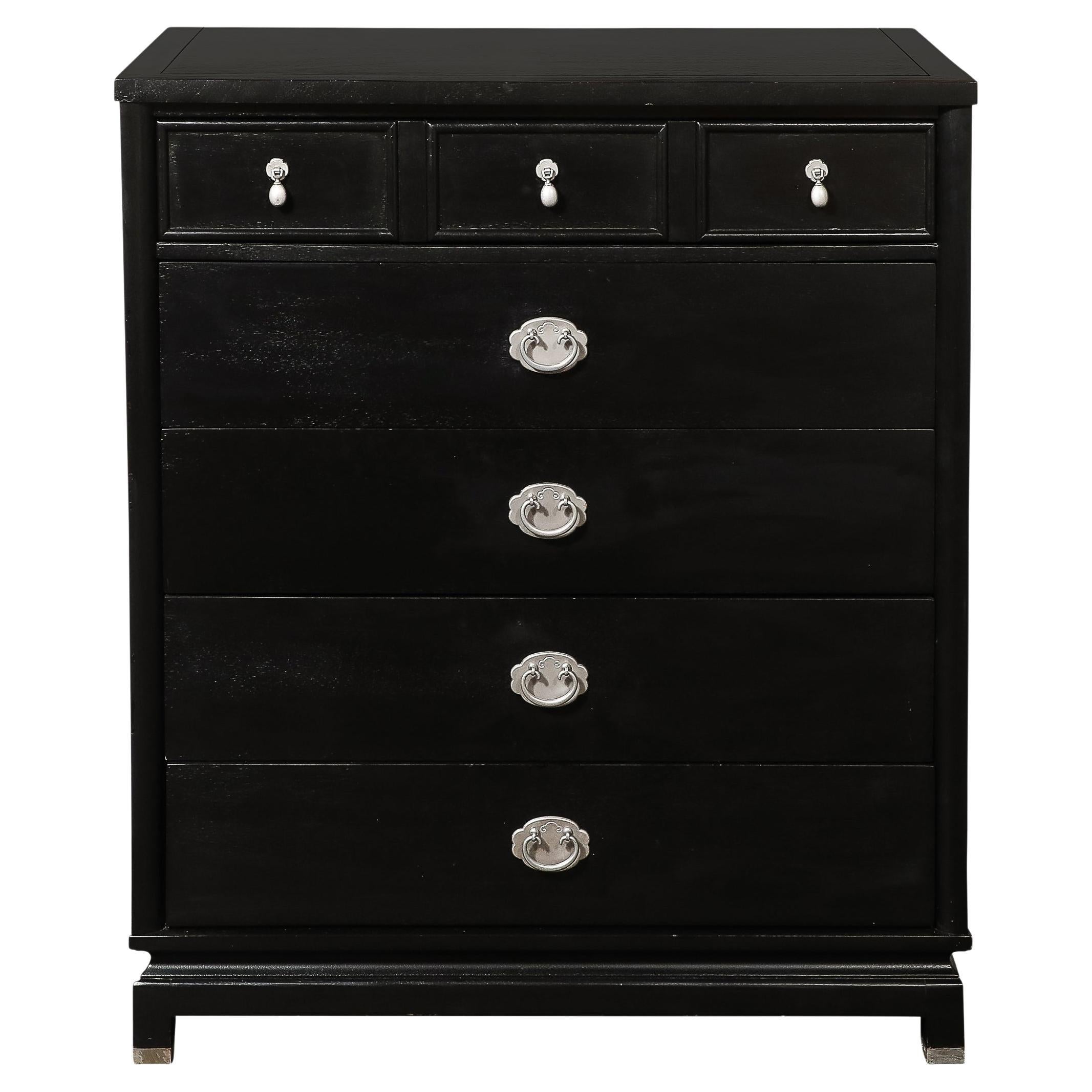 Mid-Century Modernist Chest of Drawers in Ebonized Walnut  For Sale