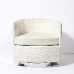 Mid-Century Modernist Chrome & Upholstered Swivel Club Chair by Milo Baughman