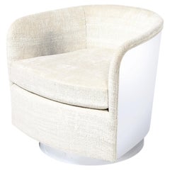 Mid-Century Modernist Chrome & Upholstered Swivel Club Chair by Milo Baughman