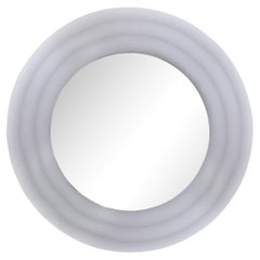 Mid-Century Modernist  Circular Beveled Mirror with Smoked Border by Ron Seff