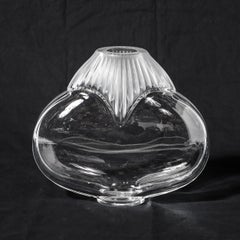 Mid-Century Modernist "Come" Patterned Glass  Vase Signed Lalique