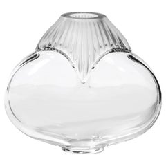 Vintage Mid-Century Modernist "Come" Patterned Glass  Vase Signed Lalique