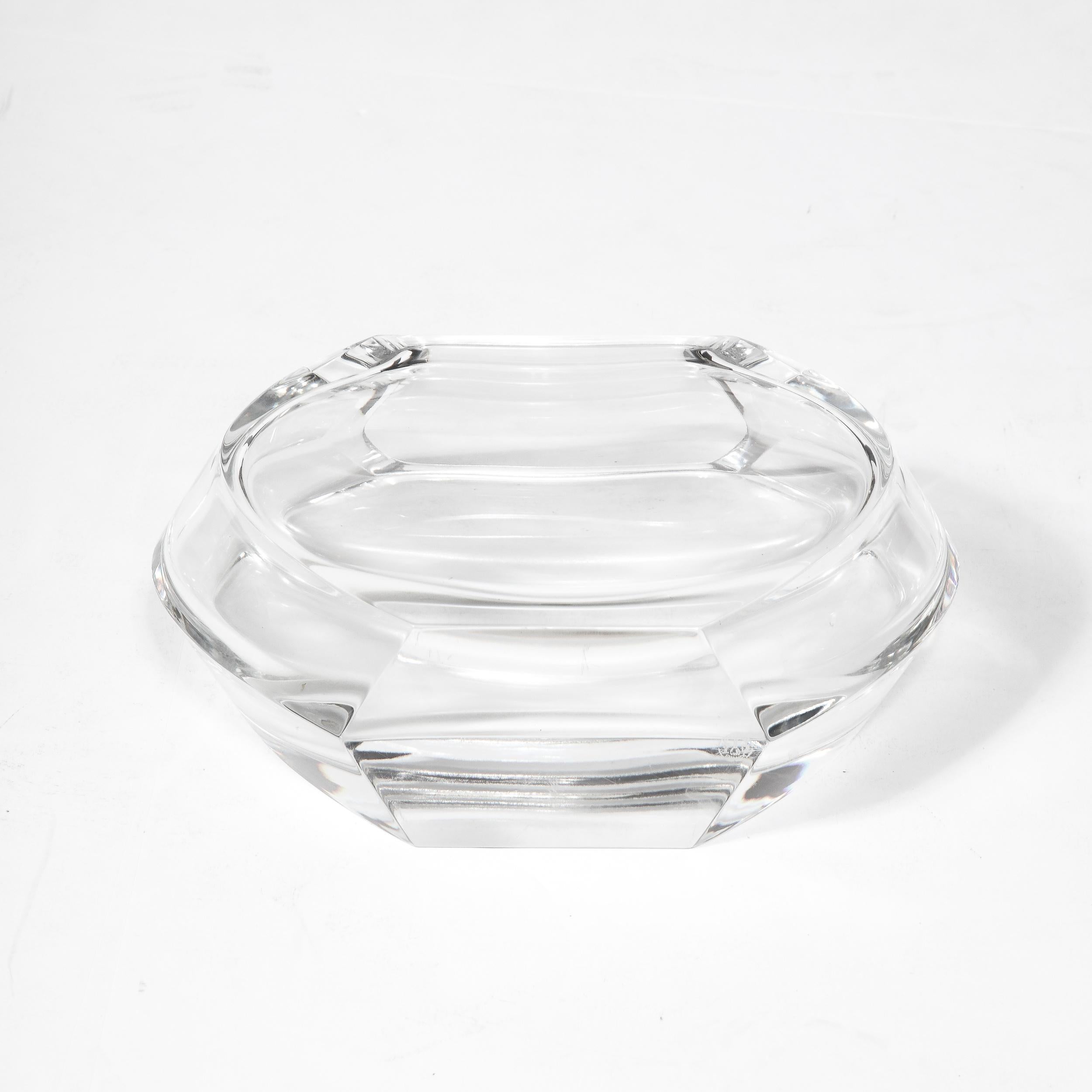 Mid-Century Modernist Crystal Hexagonal Base & Flat Sides Vase signed Baccarat For Sale 9