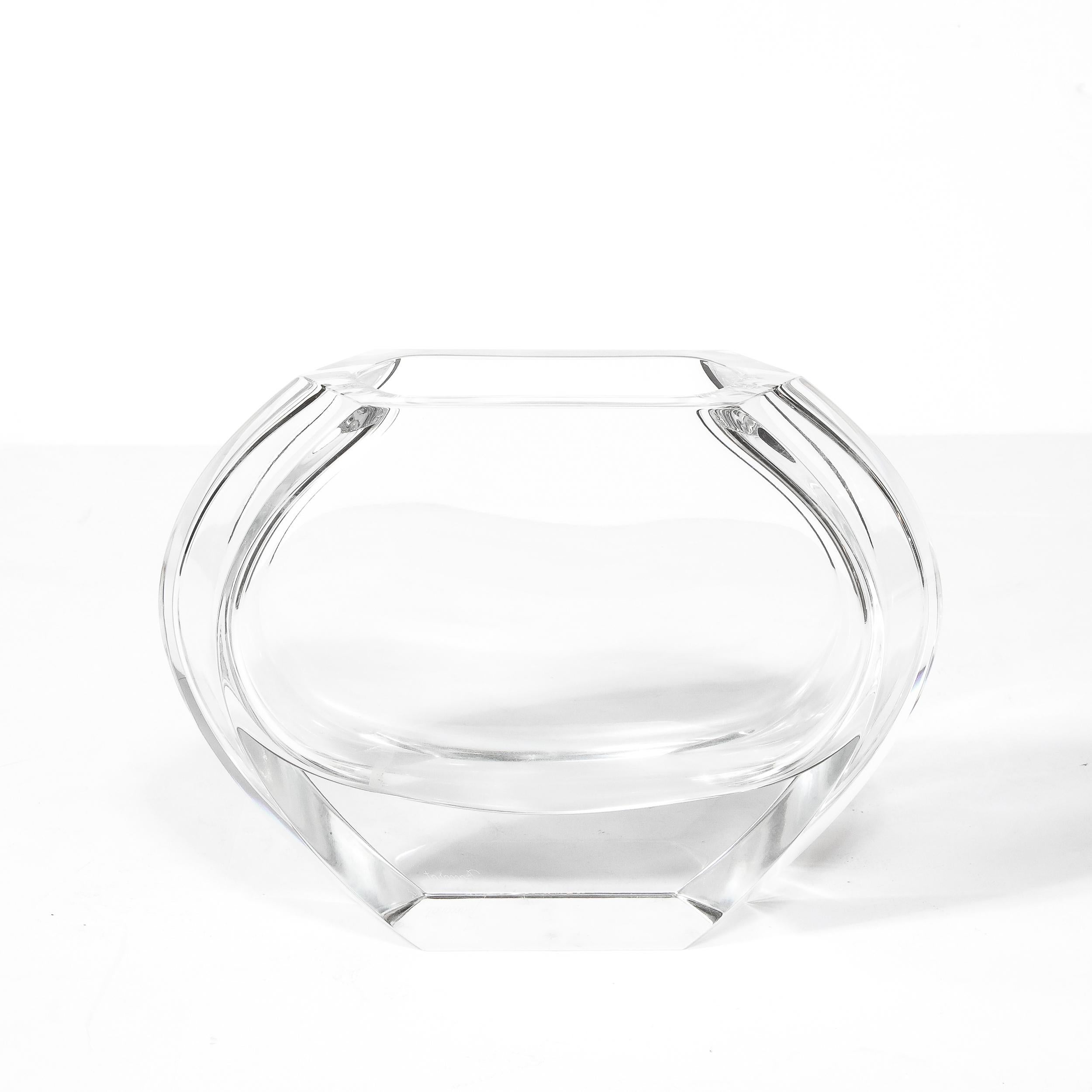 Mid-Century Modernist Crystal Hexagonal Base & Flat Sides Vase signed Baccarat For Sale 4