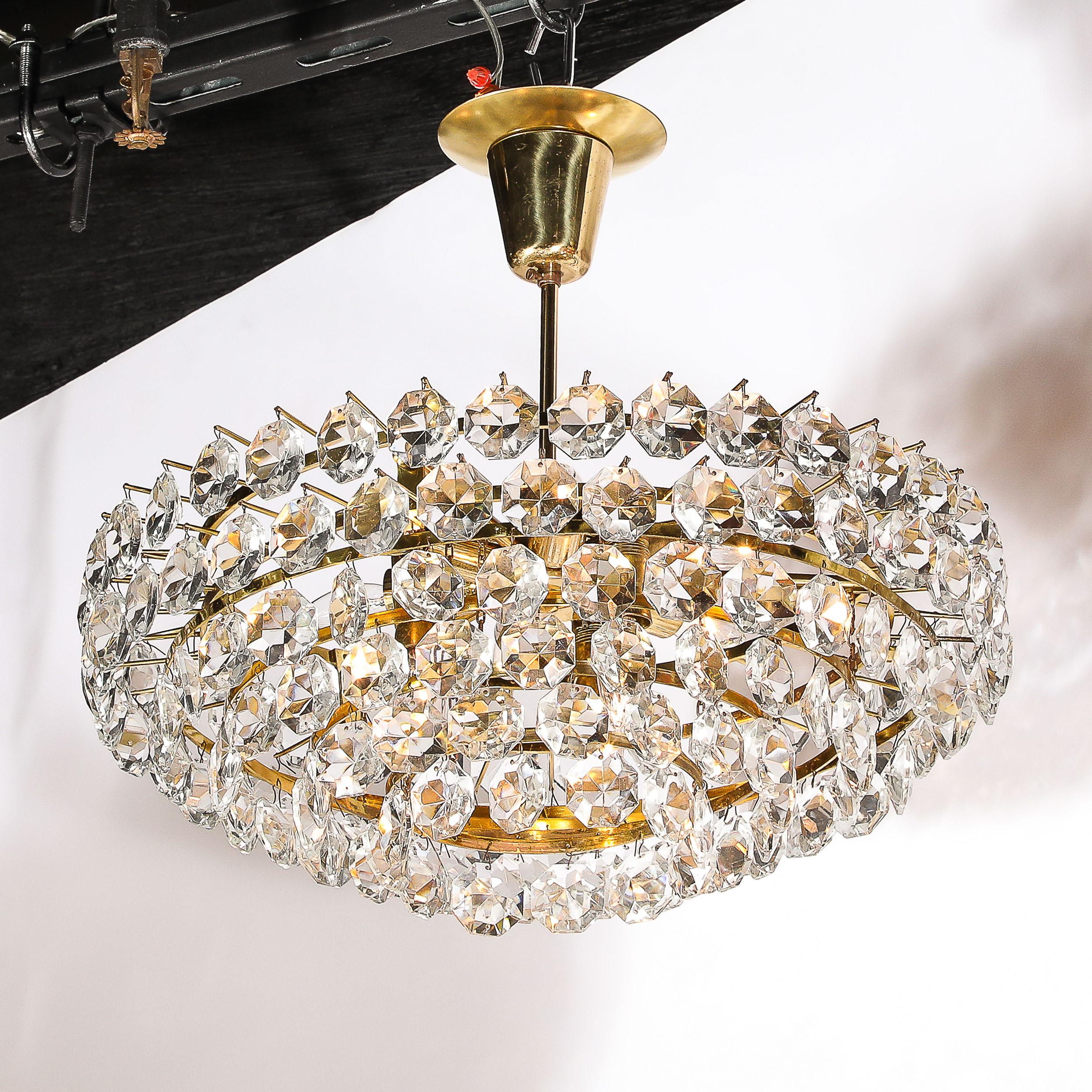 Mid-Century Modernist Crystal & Polished Brass Chandelier by Bakalowits & Sohne For Sale 5