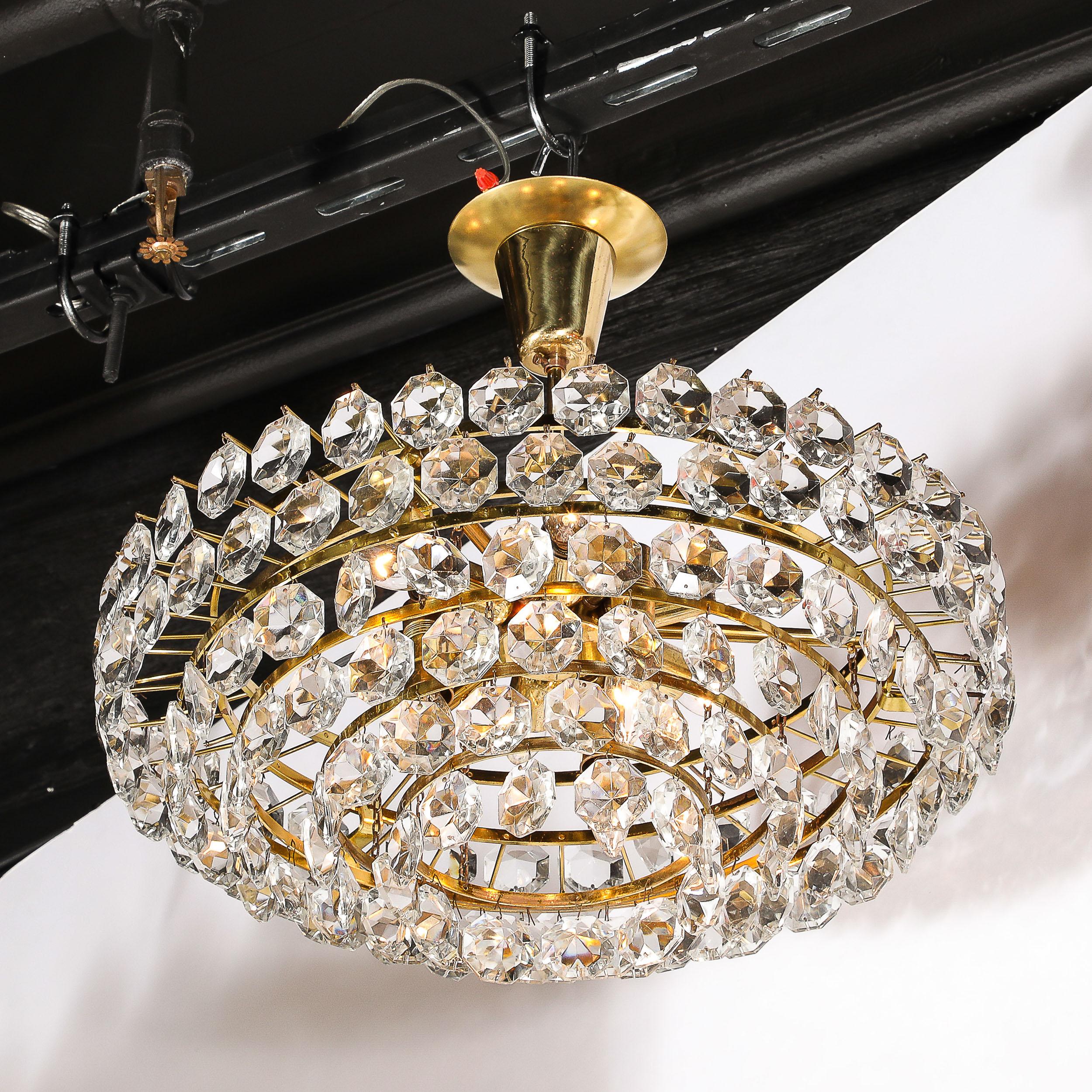 Mid-Century Modernist Crystal & Polished Brass Chandelier by Bakalowits & Sohne For Sale 8