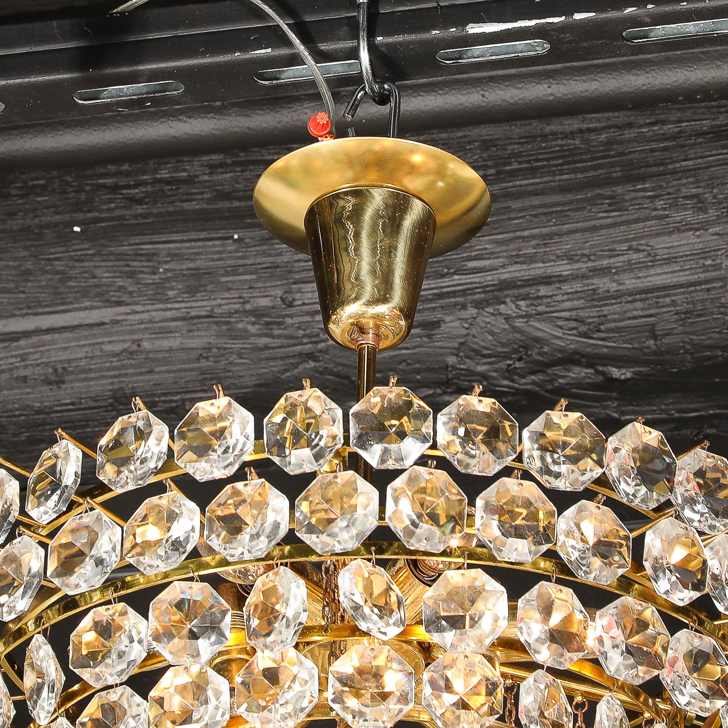 Mid-Century Modernist Crystal & Polished Brass Chandelier by Bakalowits & Sohne For Sale 3