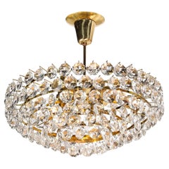 Mid-Century Modernist Crystal & Polished Brass Chandelier by Bakalowits & Sohne