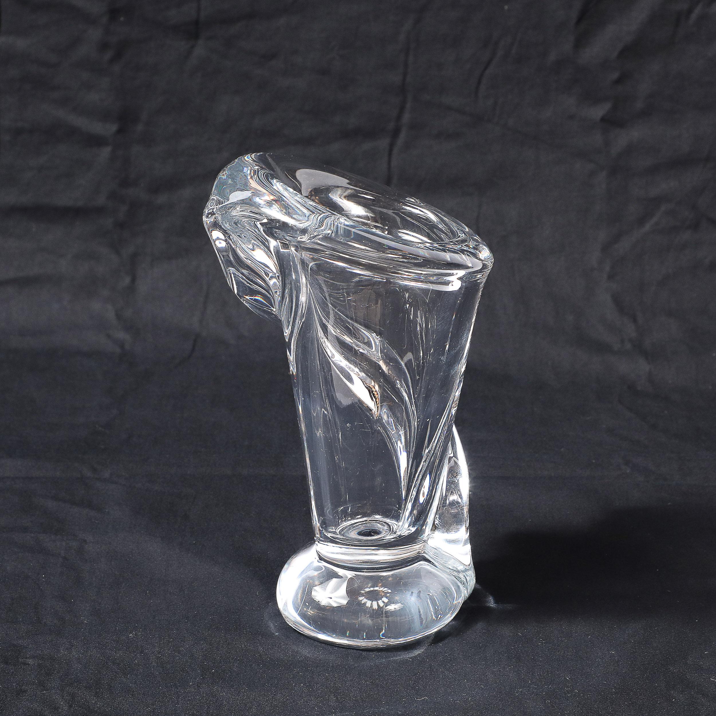 Jarrón de cristal modernista de mediados de siglo con hélice simple amorfa firmado Art Vannes en venta 7