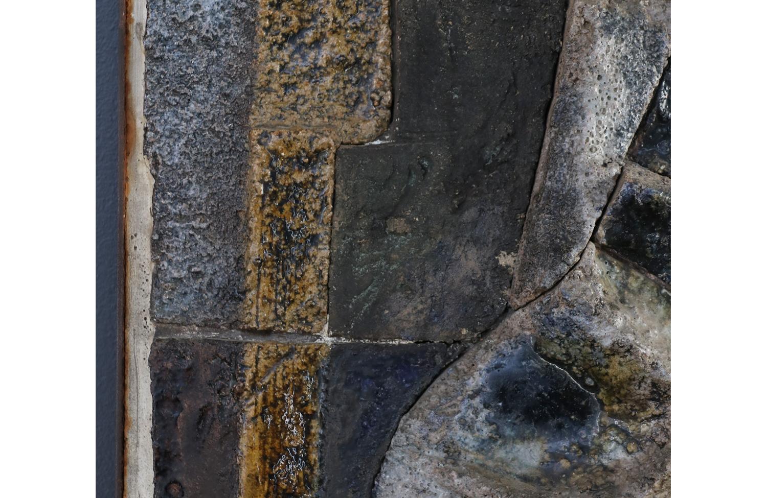 Iron Mid-Century Modernist Cubist Concrete Wall Art For Sale