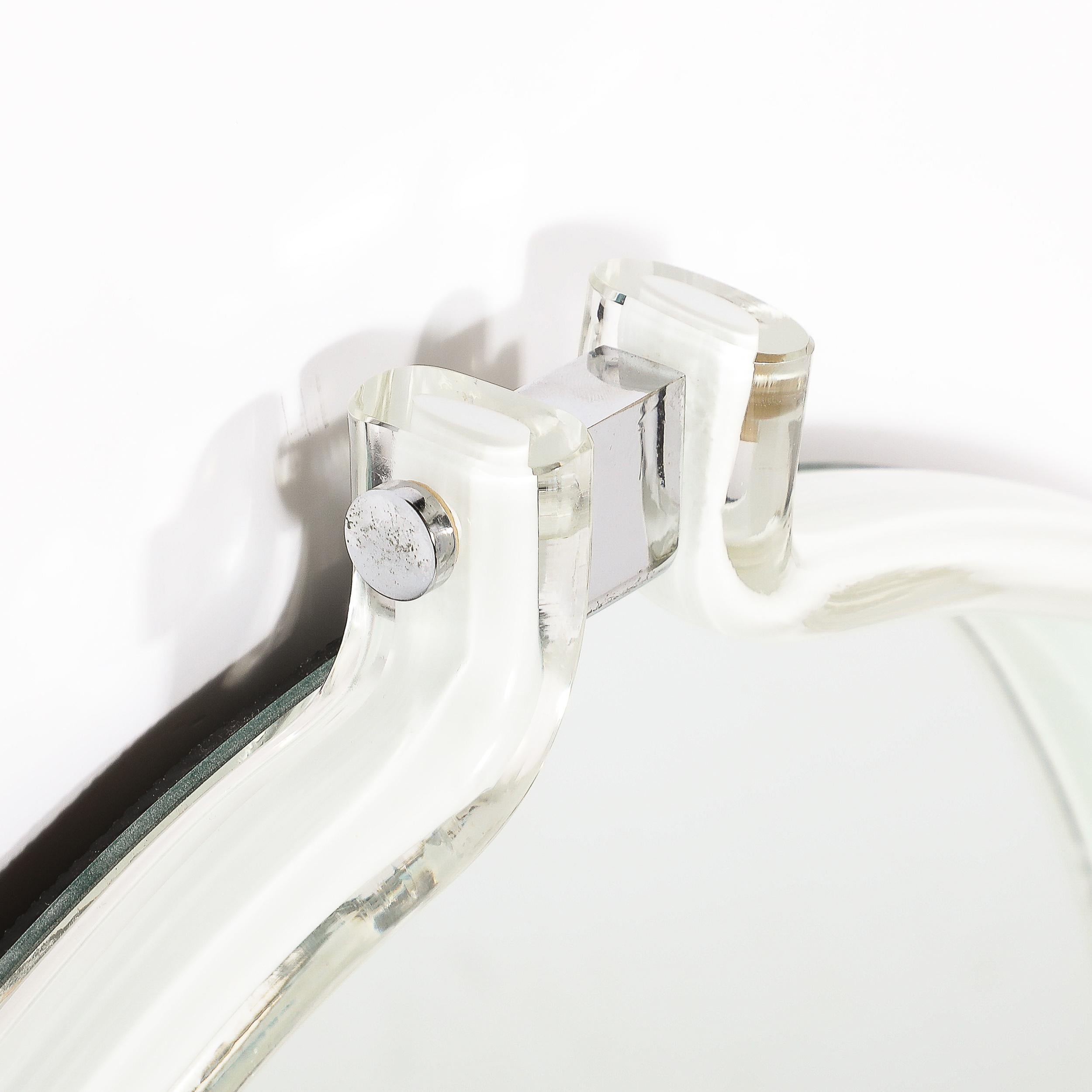 Mid-Century Modernist Curved Hand-Blown Murano White Glass Mirror by Venini For Sale 6