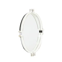 Espejo curvo de cristal blanco de Murano soplado a mano modernista de mediados de siglo by Venini