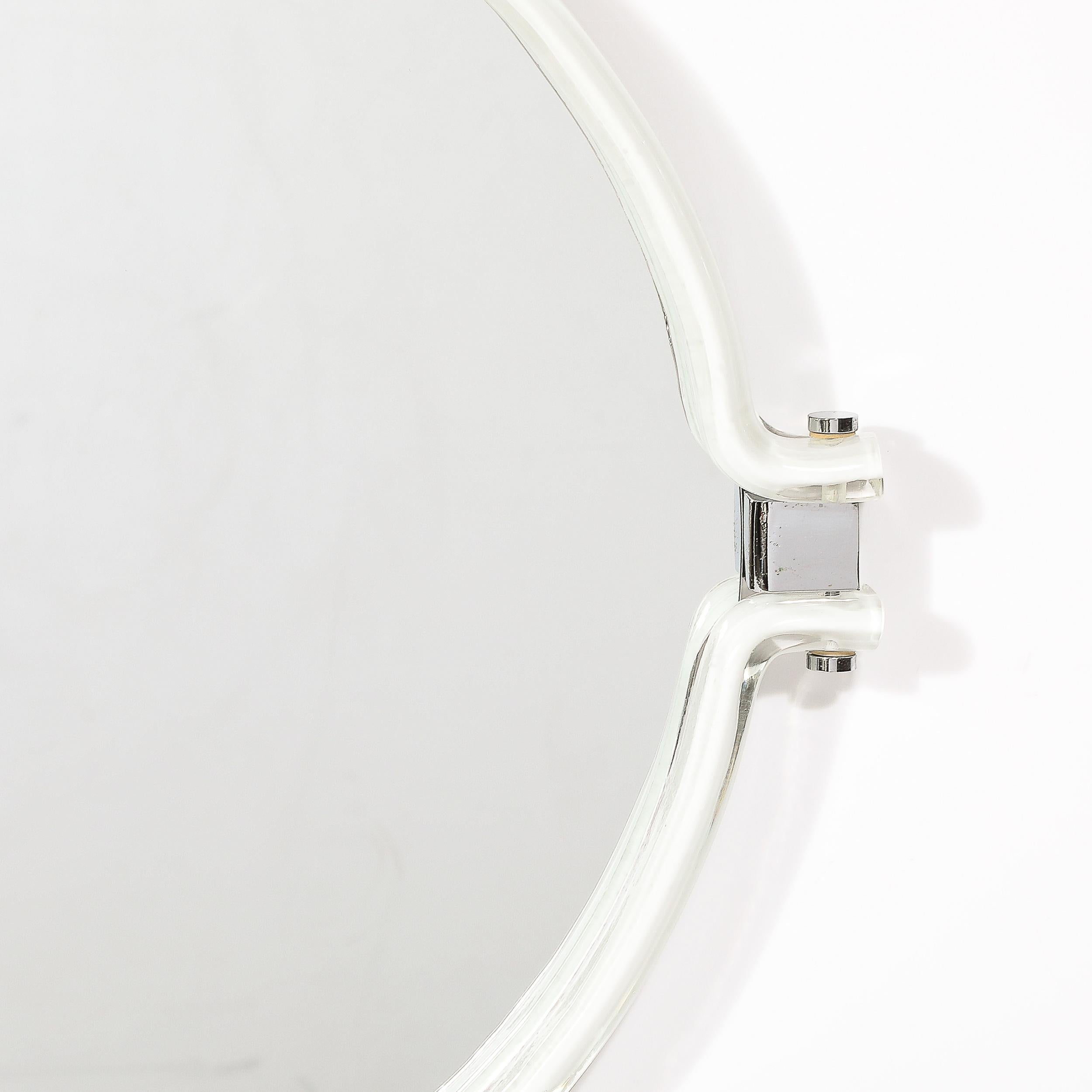 Mid-Century Modernist Curved Hand-Blown Murano White Glass Mirror by Venini In Excellent Condition For Sale In New York, NY