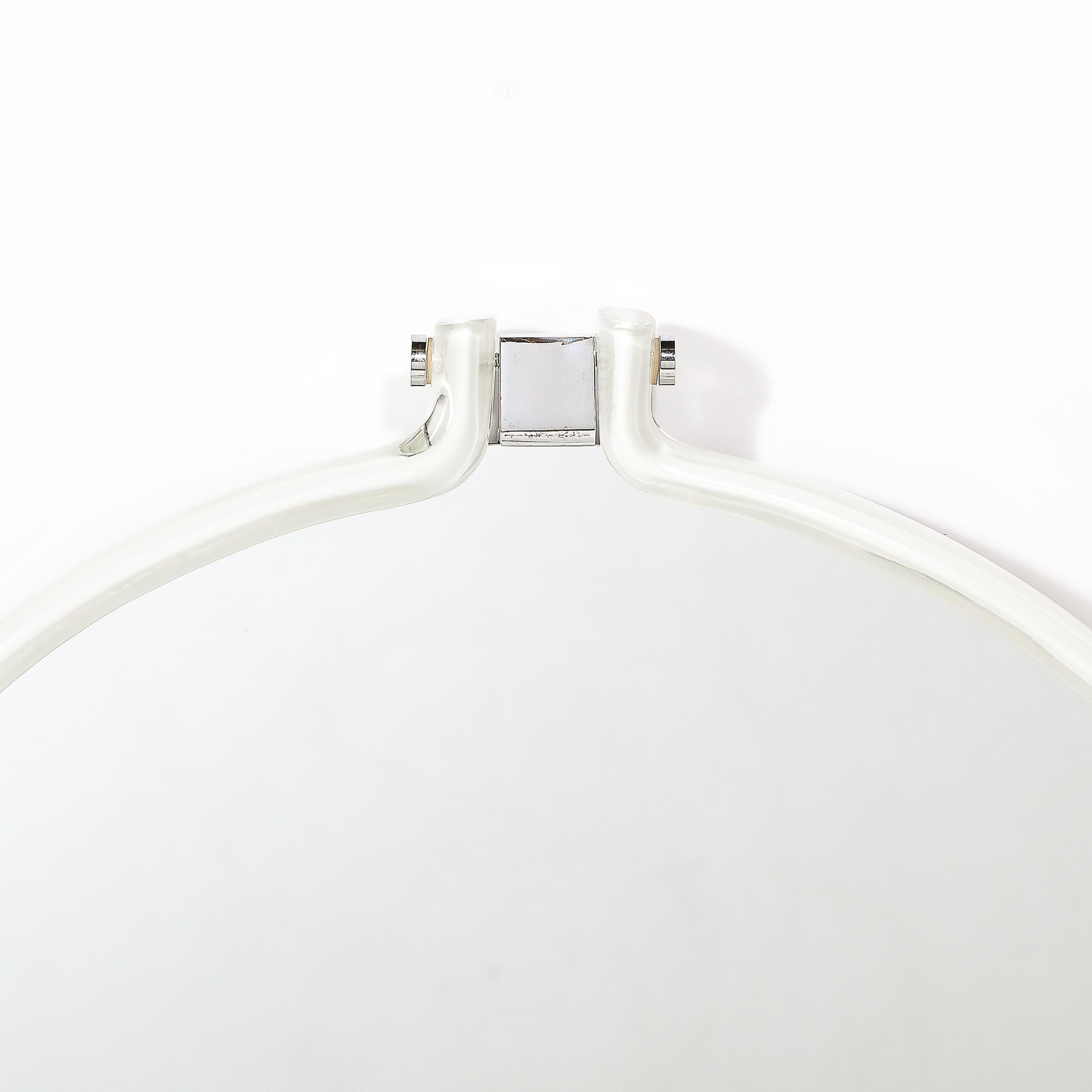 Late 20th Century Mid-Century Modernist Curved Hand-Blown Murano White Glass Mirror by Venini For Sale