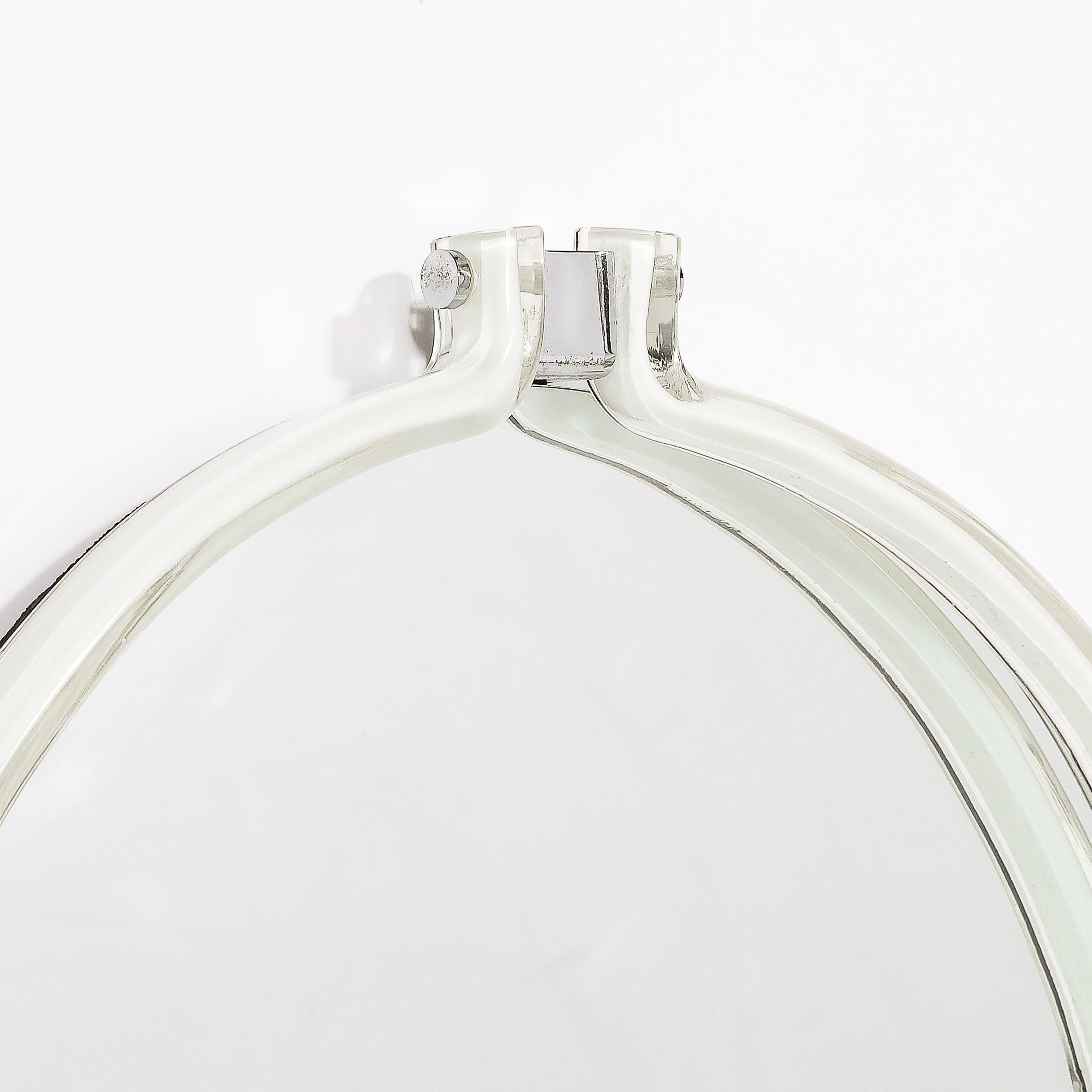 Mid-Century Modernist Curved Hand-Blown Murano White Glass Mirror by Venini For Sale 3