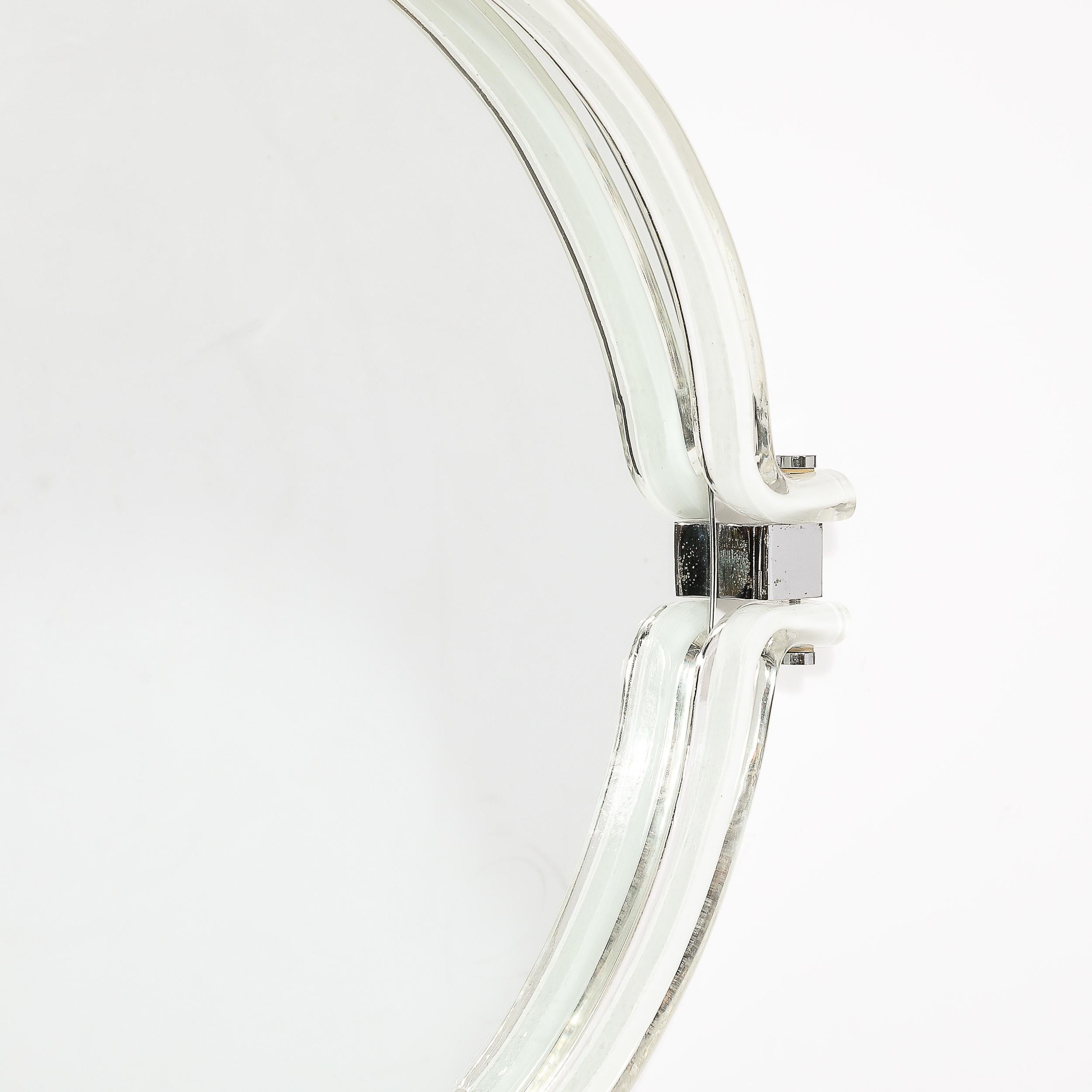 Mid-Century Modernist Curved Hand-Blown Murano White Glass Mirror by Venini For Sale 4