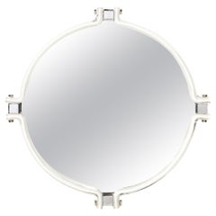 Mid-Century Modernist Curved Hand-Blown Murano White Glass Mirror by Venini