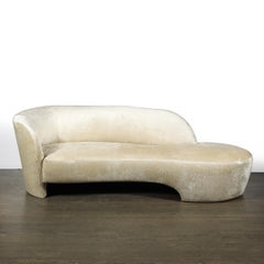 Mid-Century Modernist Curved Sofa in Oyster Velvet Upholstery