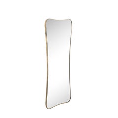 Mid-Century Modernist Curvilinear Hourglass Form Brass Wrapped Mirror