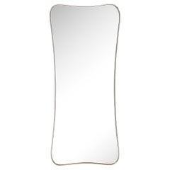 Mid-Century Modernist Curvilinear Hourglass Form Brass Wrapped Mirror