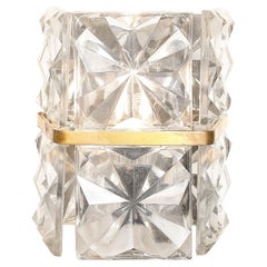 Mid-Century Modernist Cut Crystal Sconce with Brass Fittings by Kinkeldey